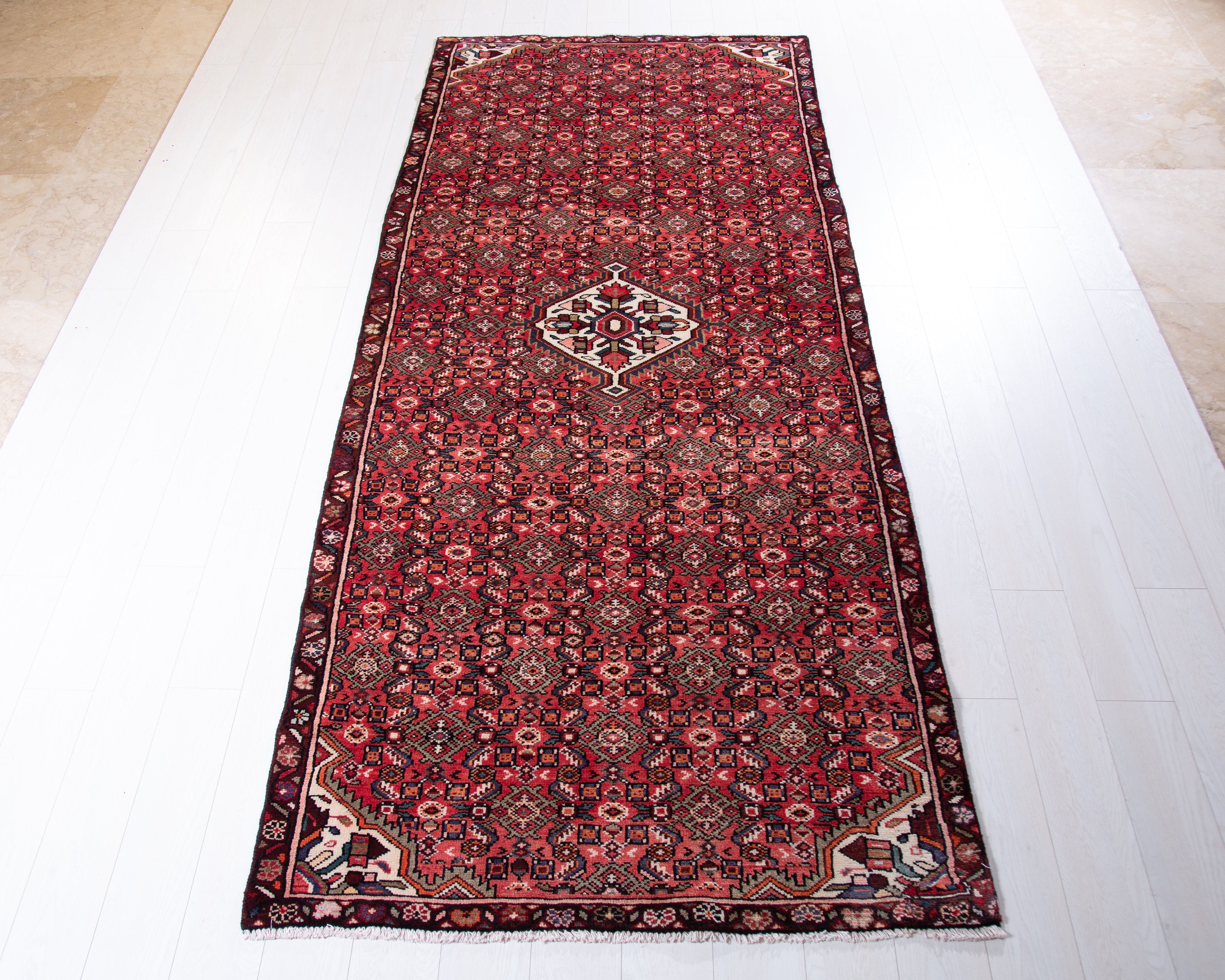 Hand-Knotted Vintage Wool Runner Rug – 9' 9" x 4' 1" (298 x 125 cm) - Yasi & Fara
