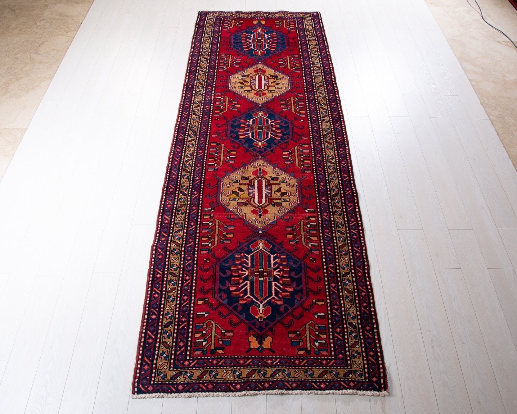 Hand-Knotted Vintage Wool Runner Rug – 10' 9" x 3' 9" (328 x 113 cm) - Yasi & Fara