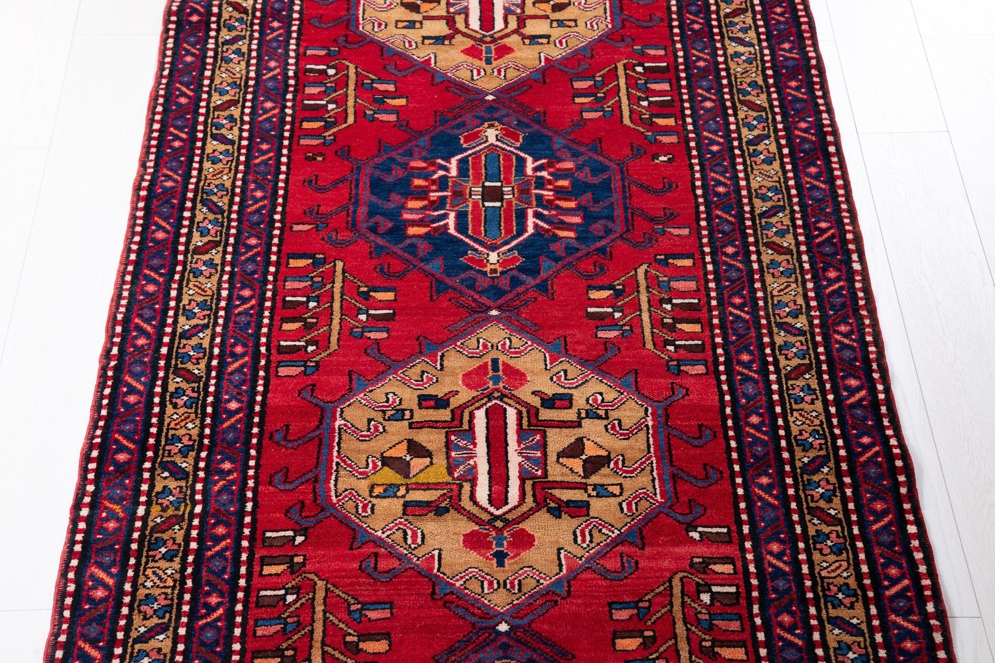 Hand-Knotted Vintage Wool Runner Rug – 10' 9" x 3' 9" (328 x 113 cm) - Yasi & Fara