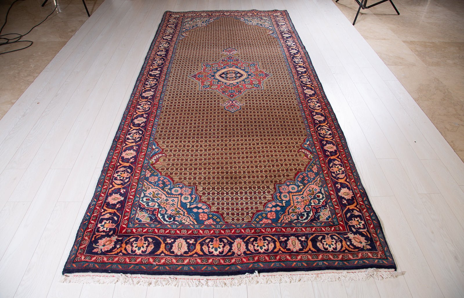 Hand-Knotted Vintage Wool Area Rug – 11' 1" x 5' 1" (338 x 154 cm) - Yasi & Fara