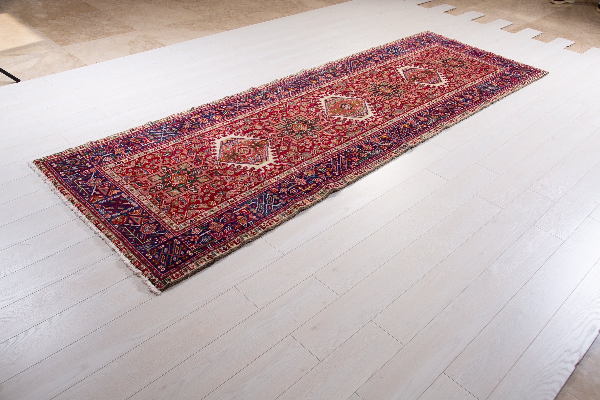 Hand-Knotted Vintage Wool Runner Rug – 10' 7" x 3' 7" (322 x 108 cm) - Yasi & Fara