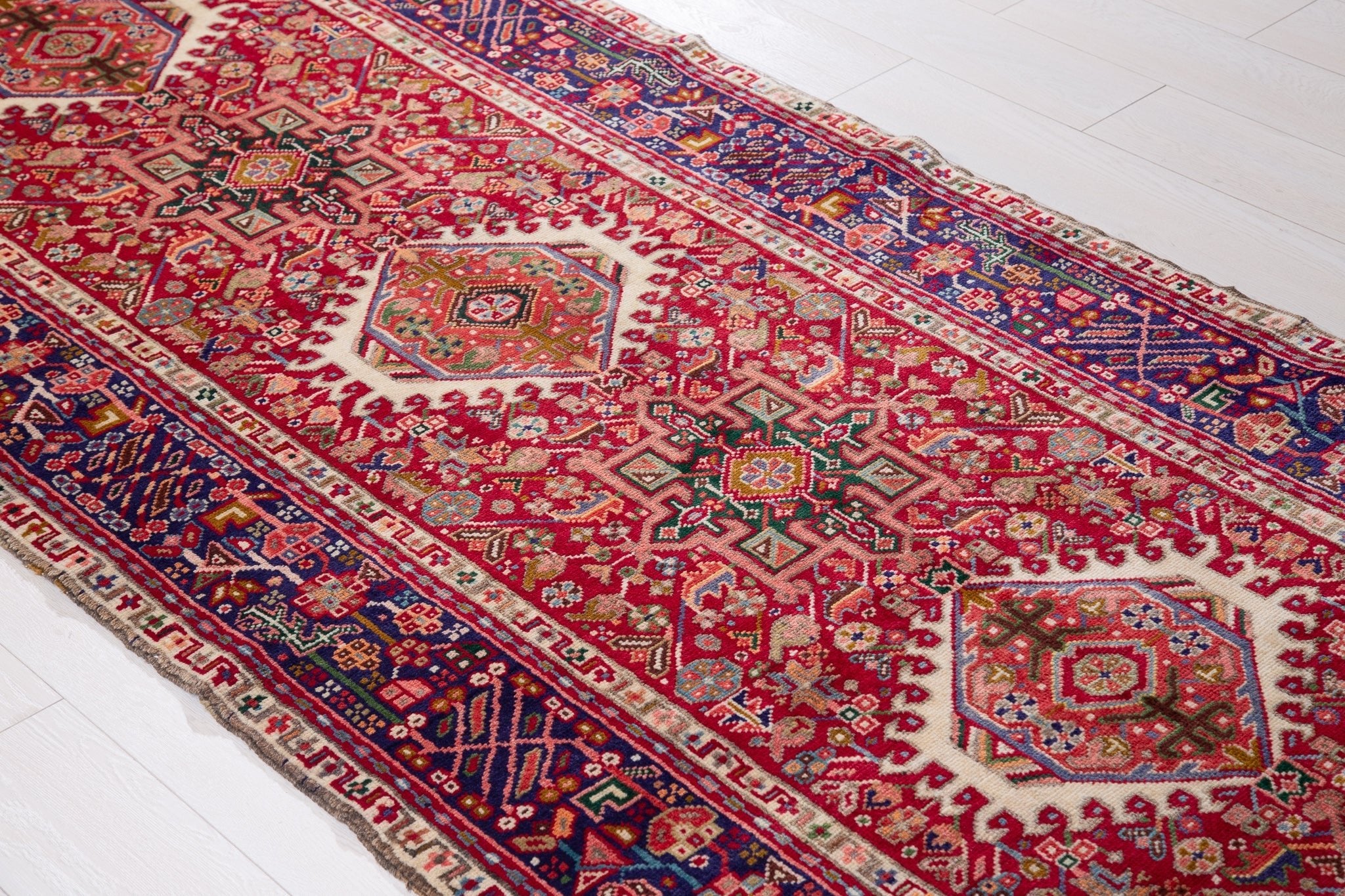 Hand-Knotted Vintage Wool Runner Rug – 10' 7" x 3' 7" (322 x 108 cm) - Yasi & Fara