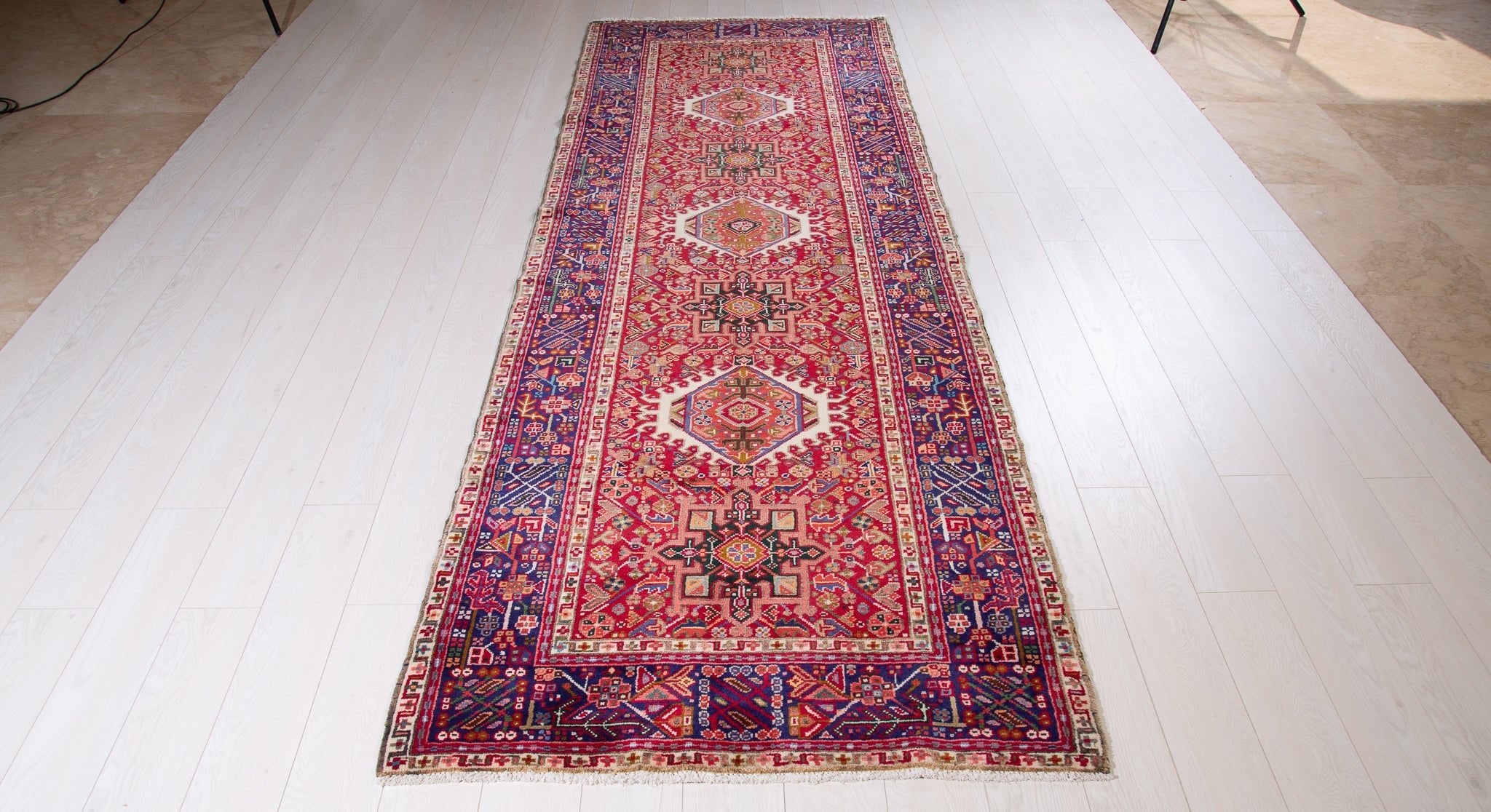 Hand-Knotted Vintage Wool Runner Rug – 10' 7" x 3' 7" (322 x 108 cm) - Yasi & Fara