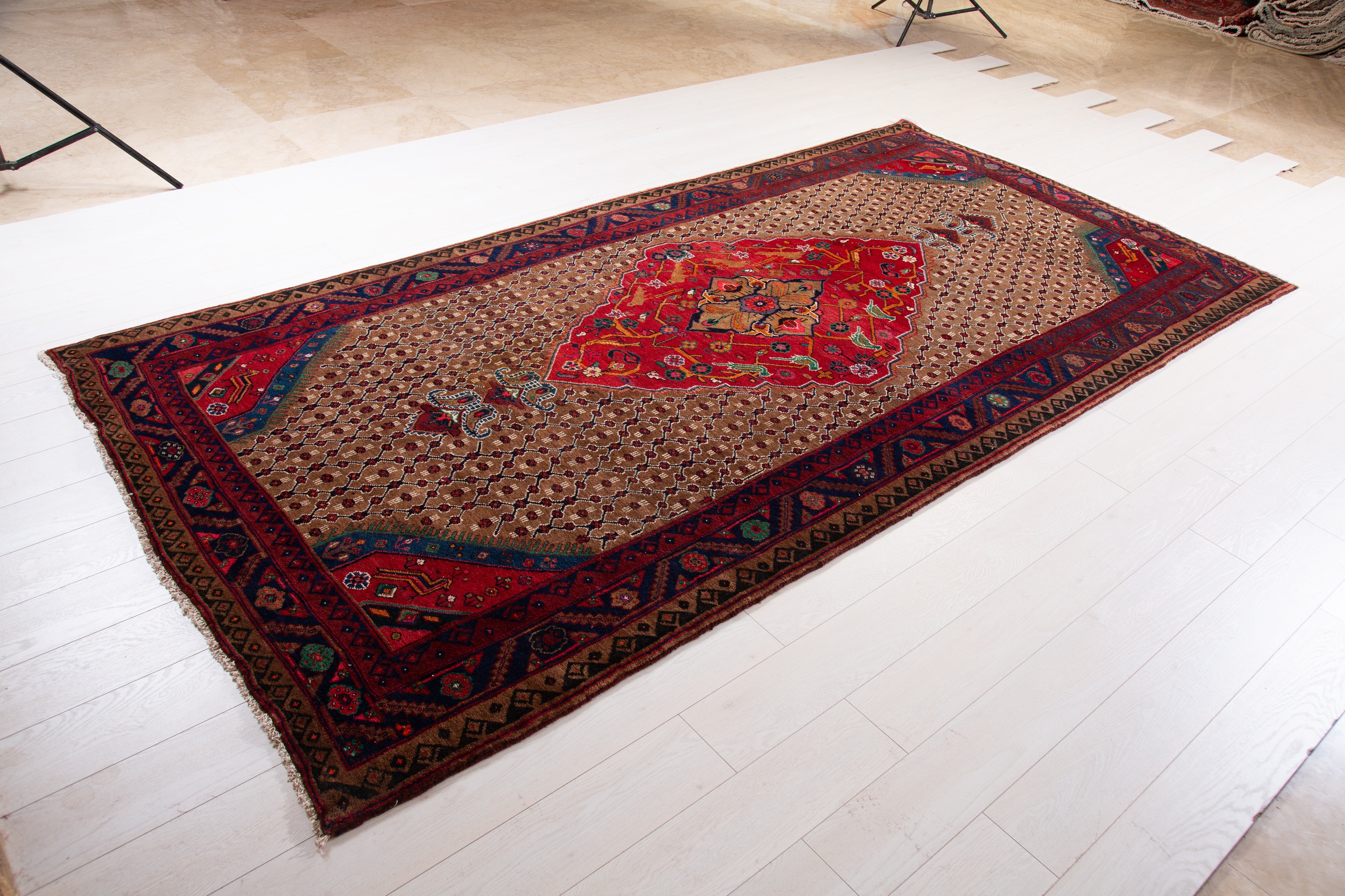 Hand-Knotted Vintage Wool Area Rug – 10' 7" x 5' 3" (323 x 159 cm) - Yasi & Fara
