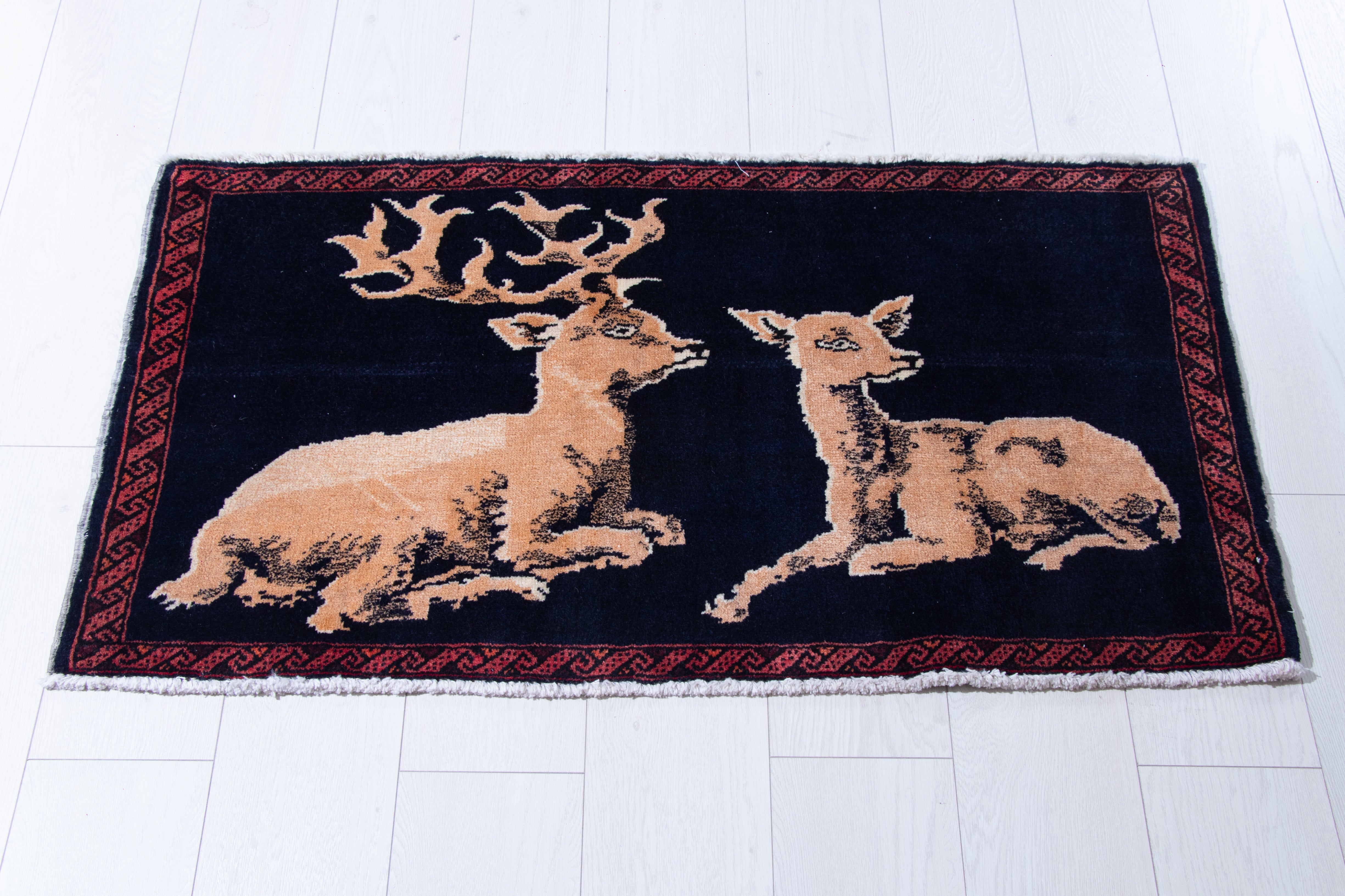 Pair of Hand-Knotted Vintage Wool Small Area Rugs – 1' 10" x 3' 5" (55 x 104 cm) - Yasi & Fara