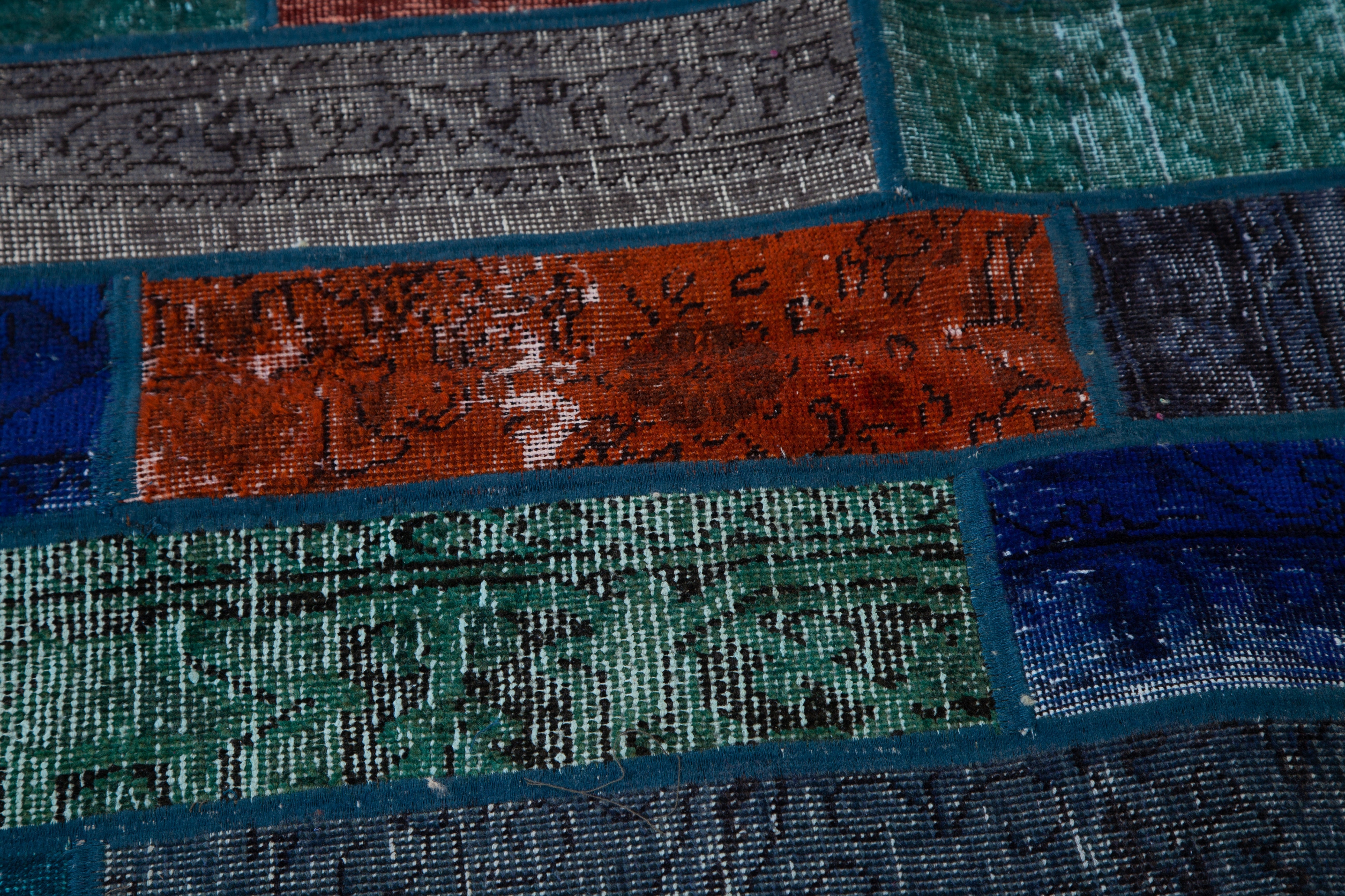 Handmade Overdyed Multi-Color Patchwork Vintage Rug – 6' 4" x 5' 7" (193 x 169 cm) - Yasi & Fara