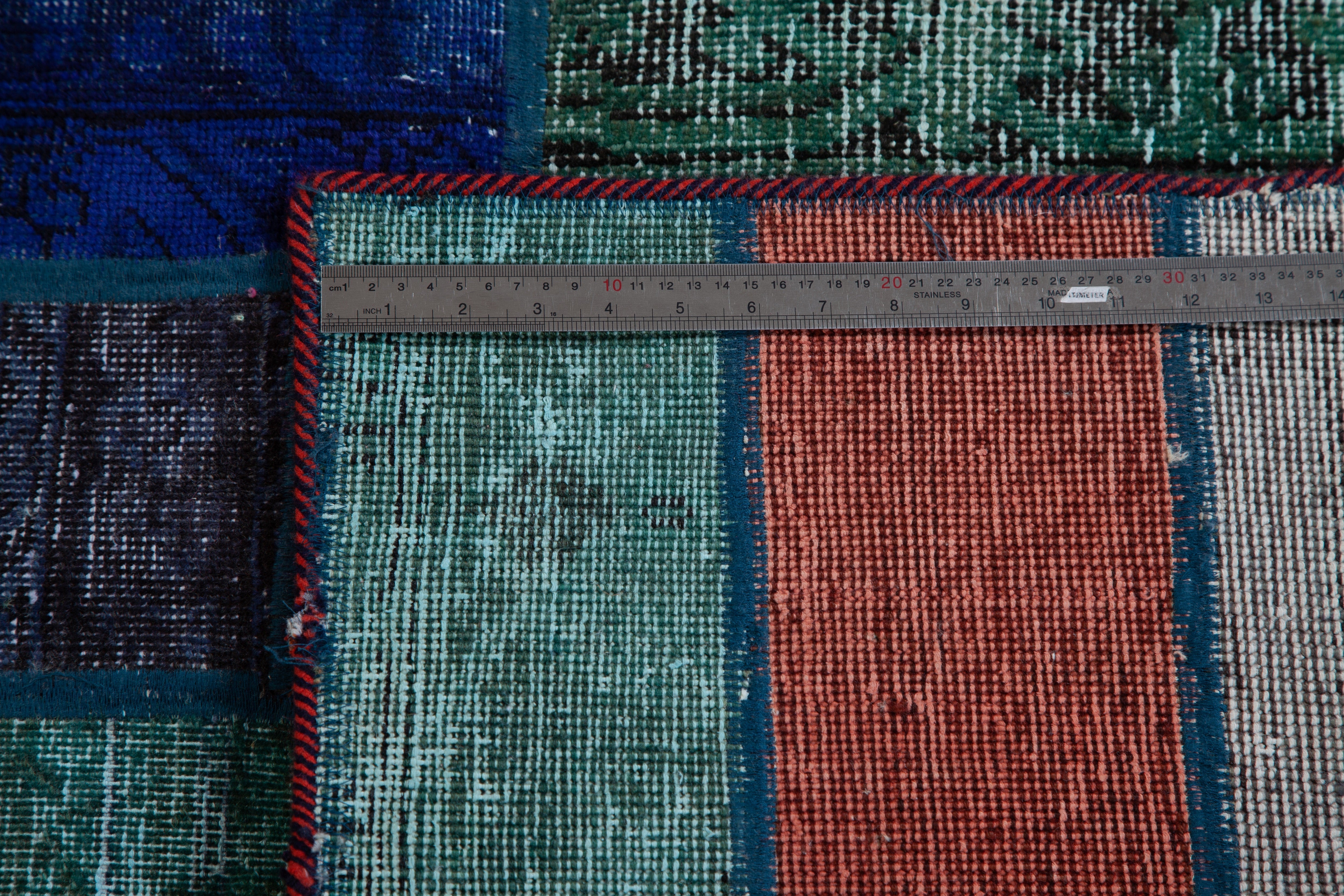 Handmade Overdyed Multi-Color Patchwork Vintage Rug – 6' 4" x 5' 7" (193 x 169 cm) - Yasi & Fara