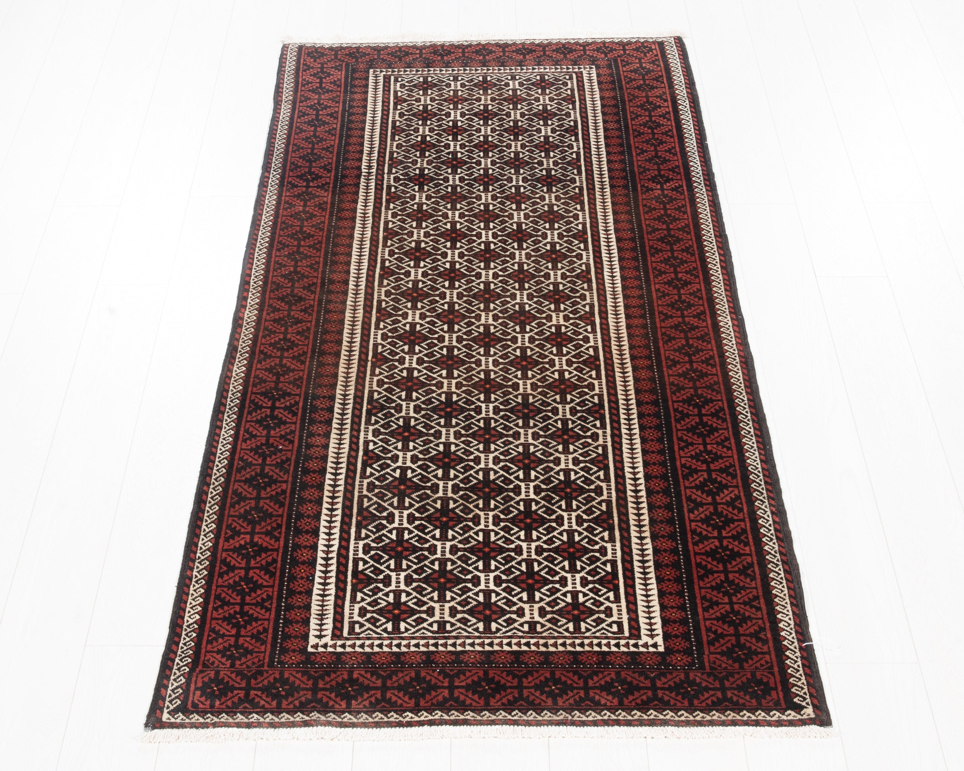 Hand-Knotted Vintage Wool Area Rug – 6' 7" x 3' 3" (202 x 100 cm) - Yasi & Fara