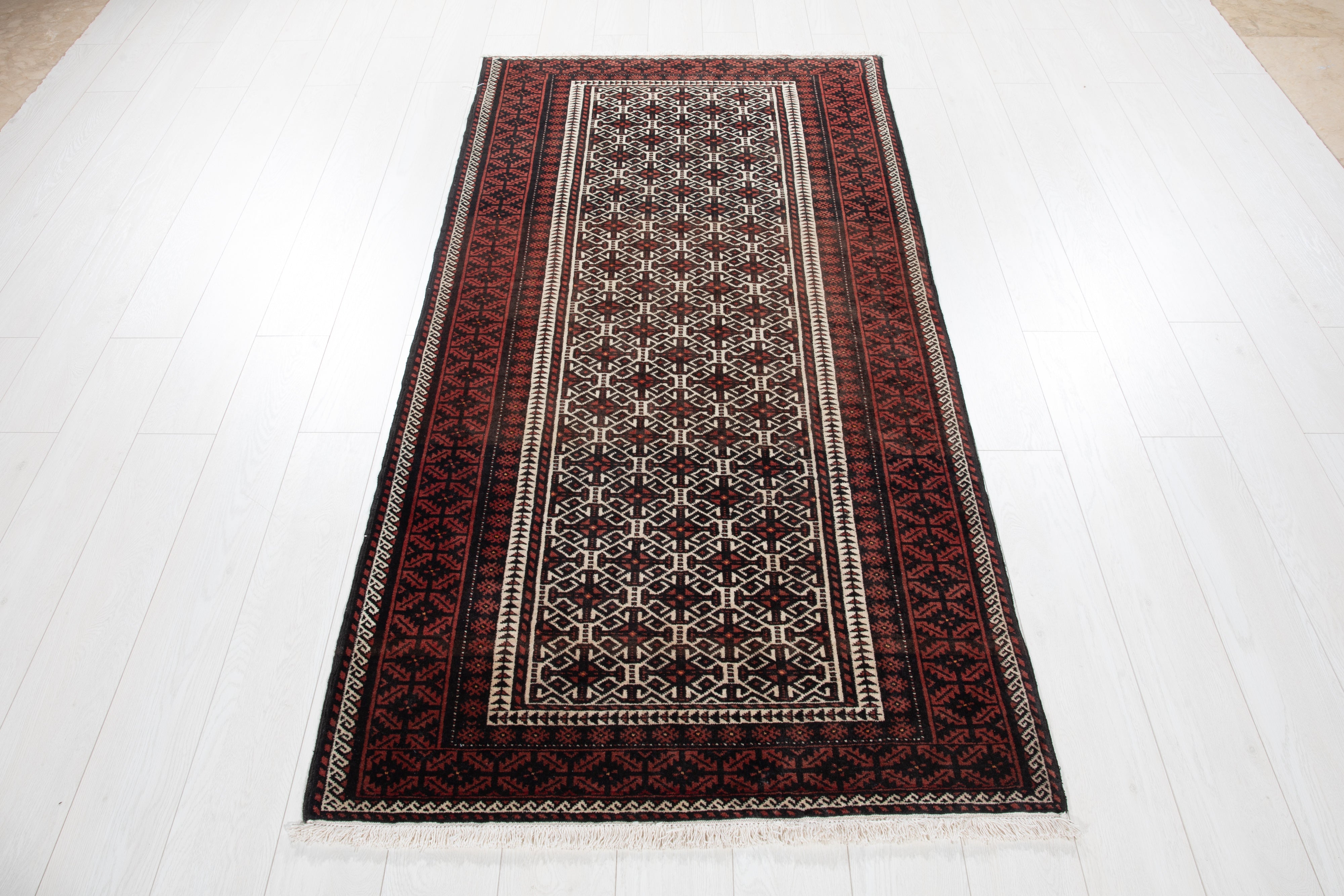 Hand-Knotted Vintage Wool Area Rug – 6' 7" x 3' 3" (202 x 100 cm) - Yasi & Fara