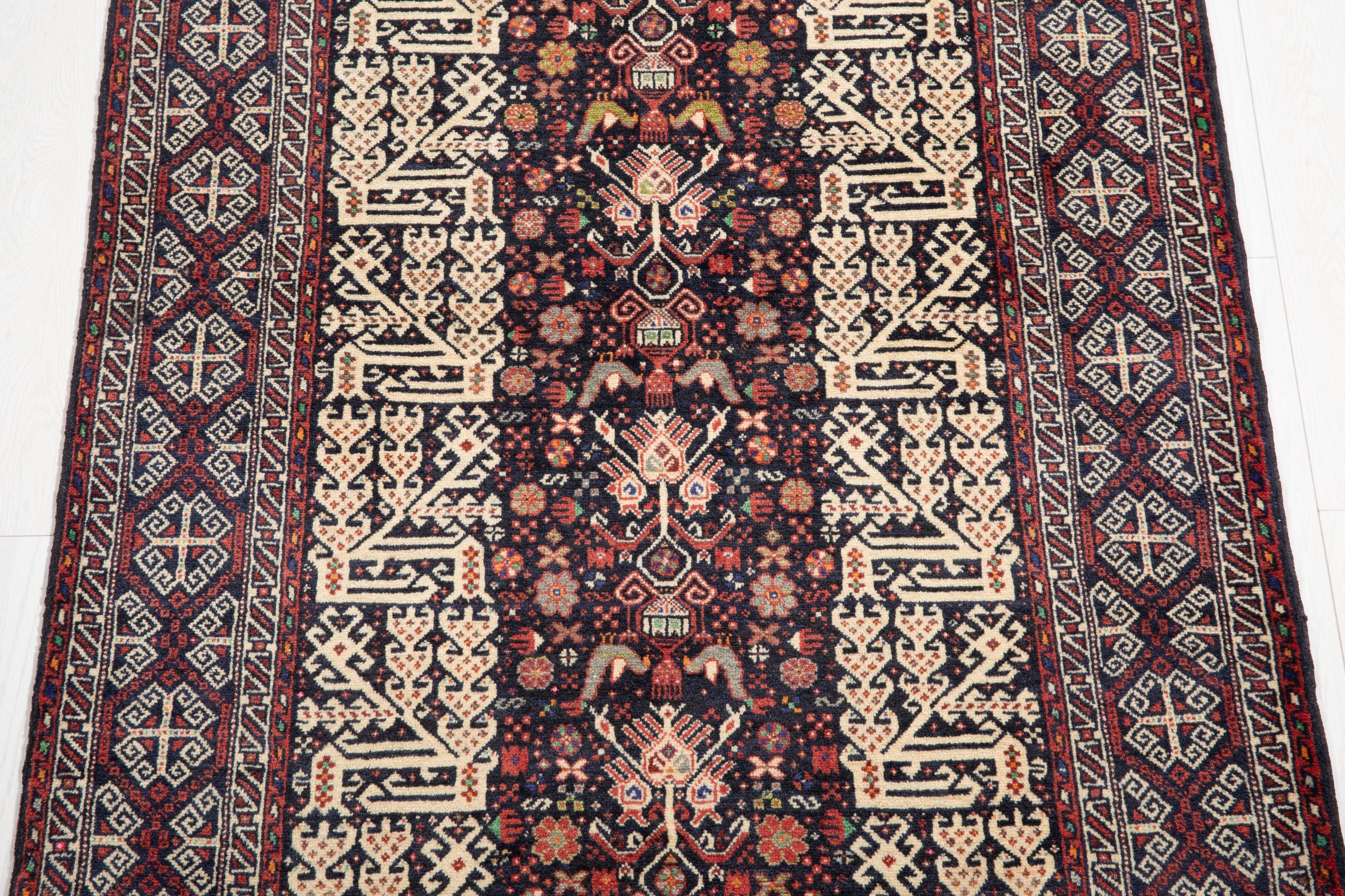 Hand-Knotted Vintage Wool Area Rug – 6' 4" x 3' 4" (194 x 102 cm) - Yasi & Fara