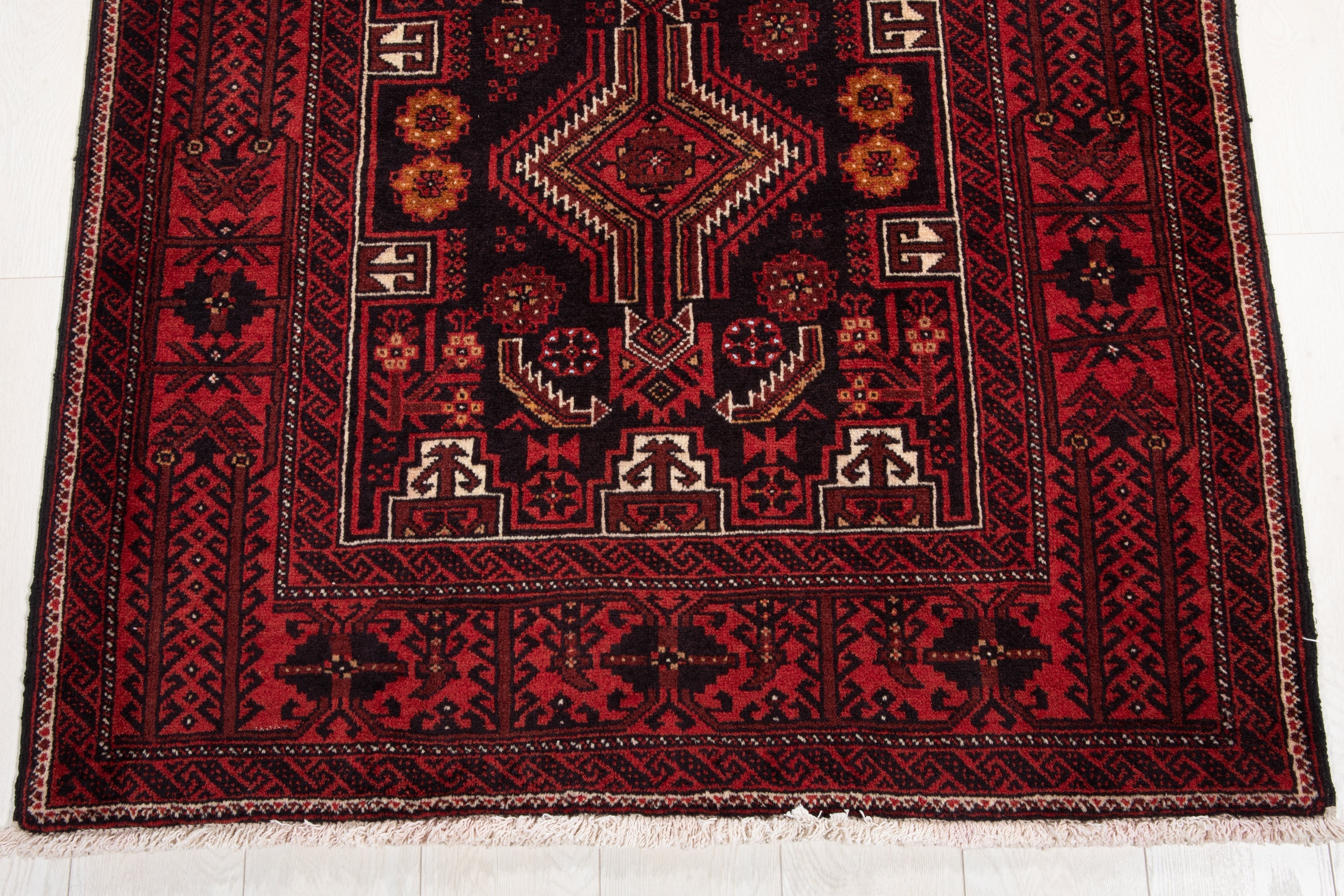 Hand-Knotted Vintage Wool Area Rug – 7' x 3' 6" (214 x 108 cm) - Yasi & Fara