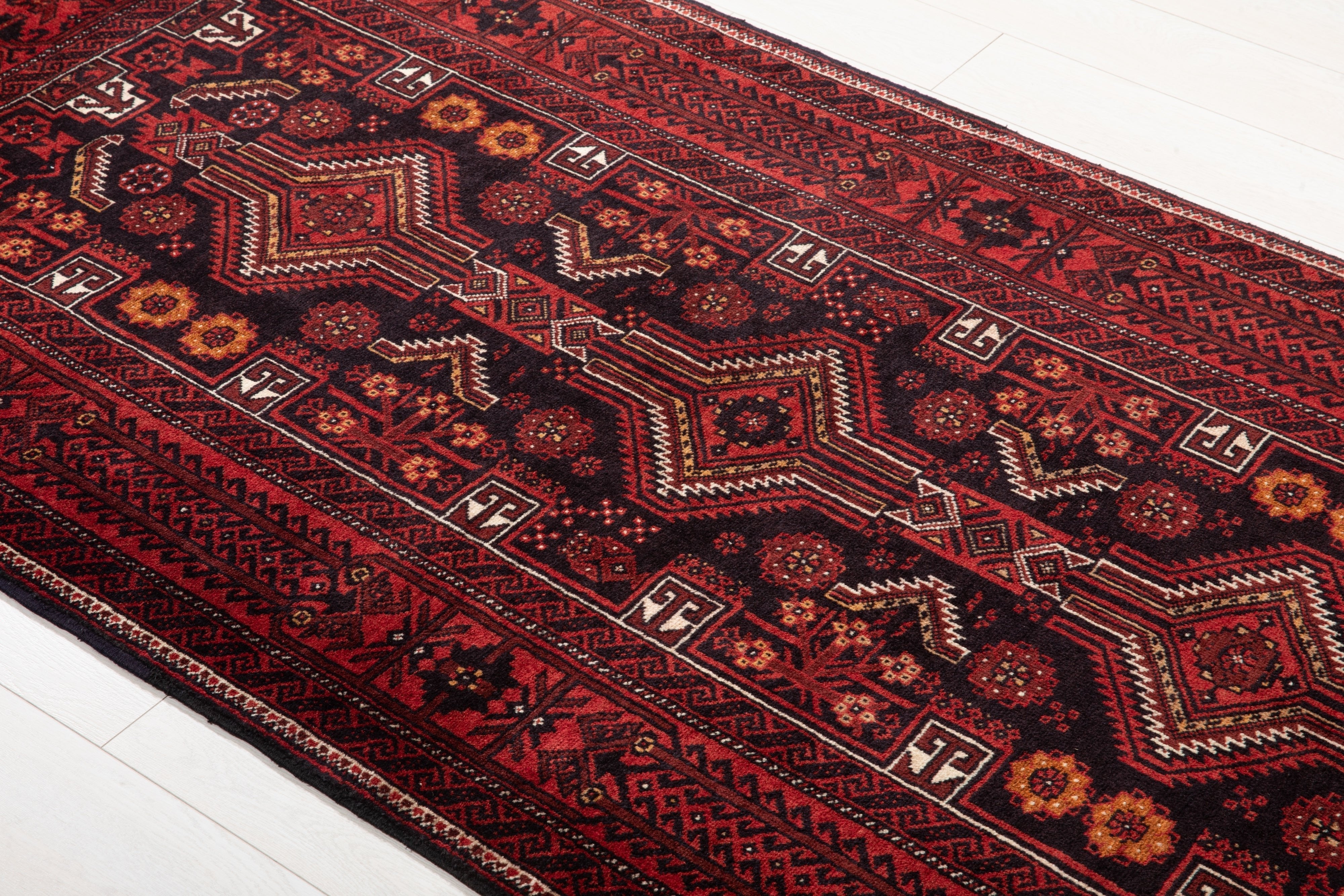 Hand-Knotted Vintage Wool Area Rug – 7' x 3' 6" (214 x 108 cm) - Yasi & Fara