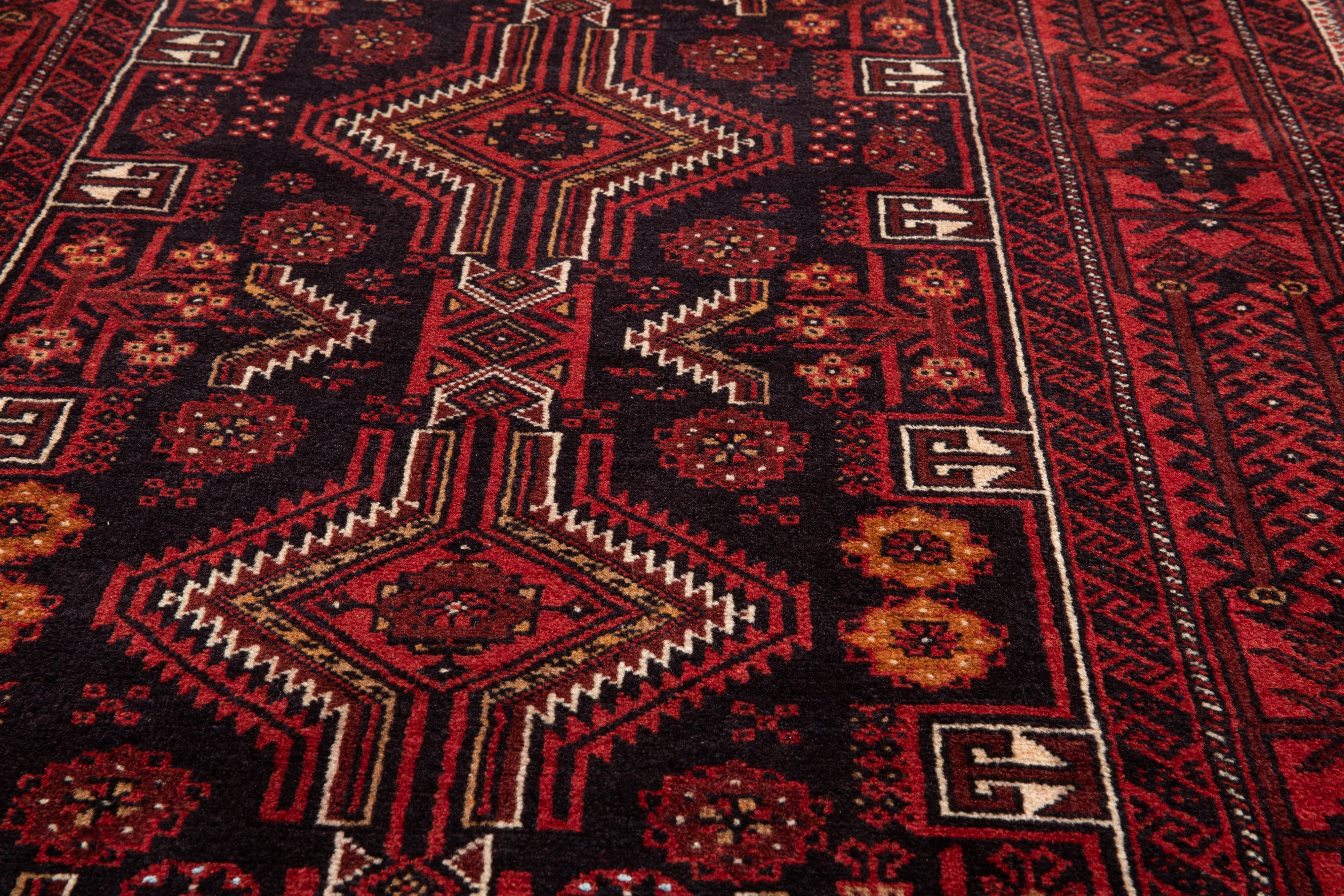 Hand-Knotted Vintage Wool Area Rug – 7' x 3' 6" (214 x 108 cm) - Yasi & Fara