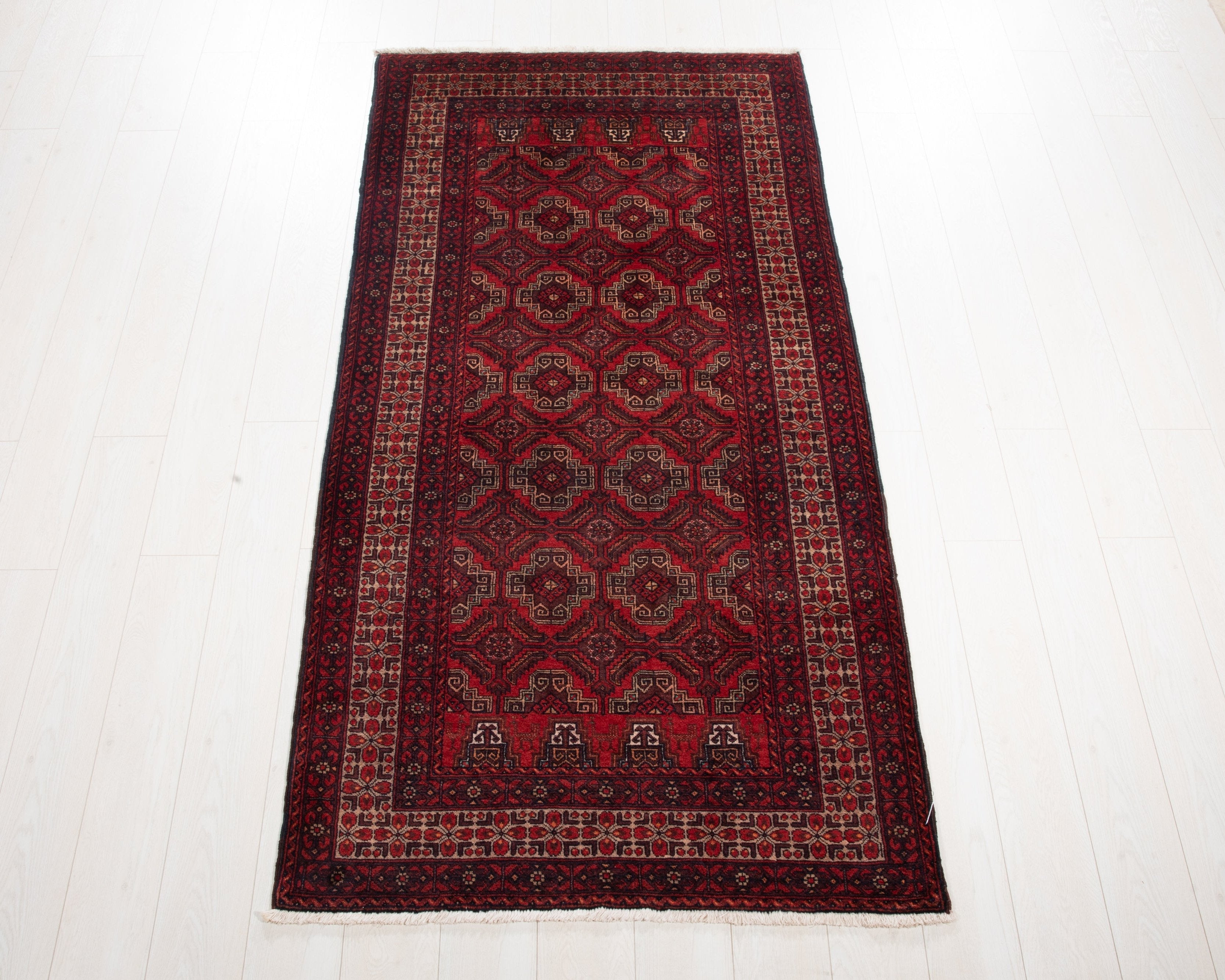 Hand-Knotted Vintage Wool Area Rug – 6' 10" x 3' 5" (209 x 104 cm) - Yasi & Fara