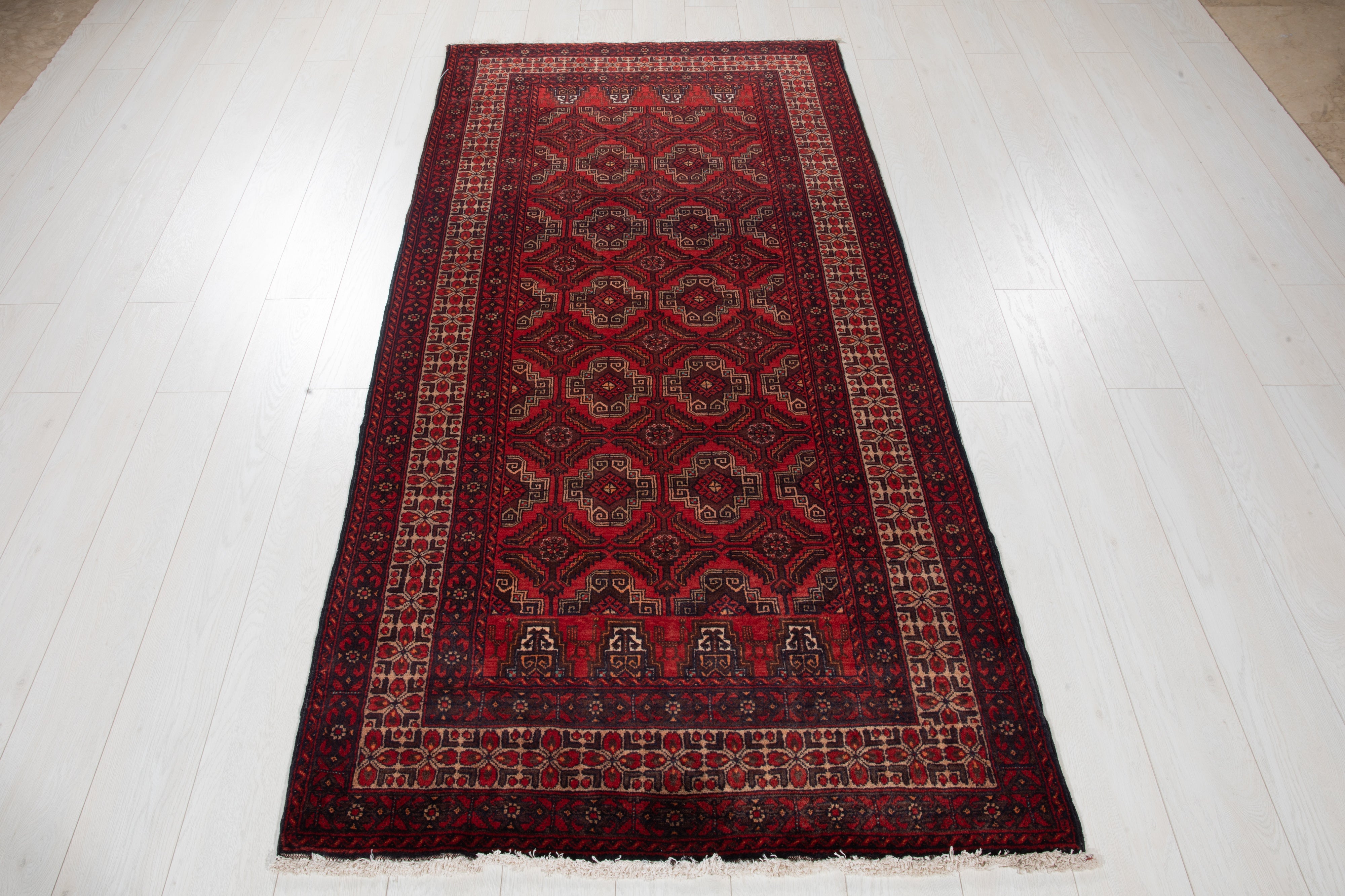 Hand-Knotted Vintage Wool Area Rug – 6' 10" x 3' 5" (209 x 104 cm) - Yasi & Fara