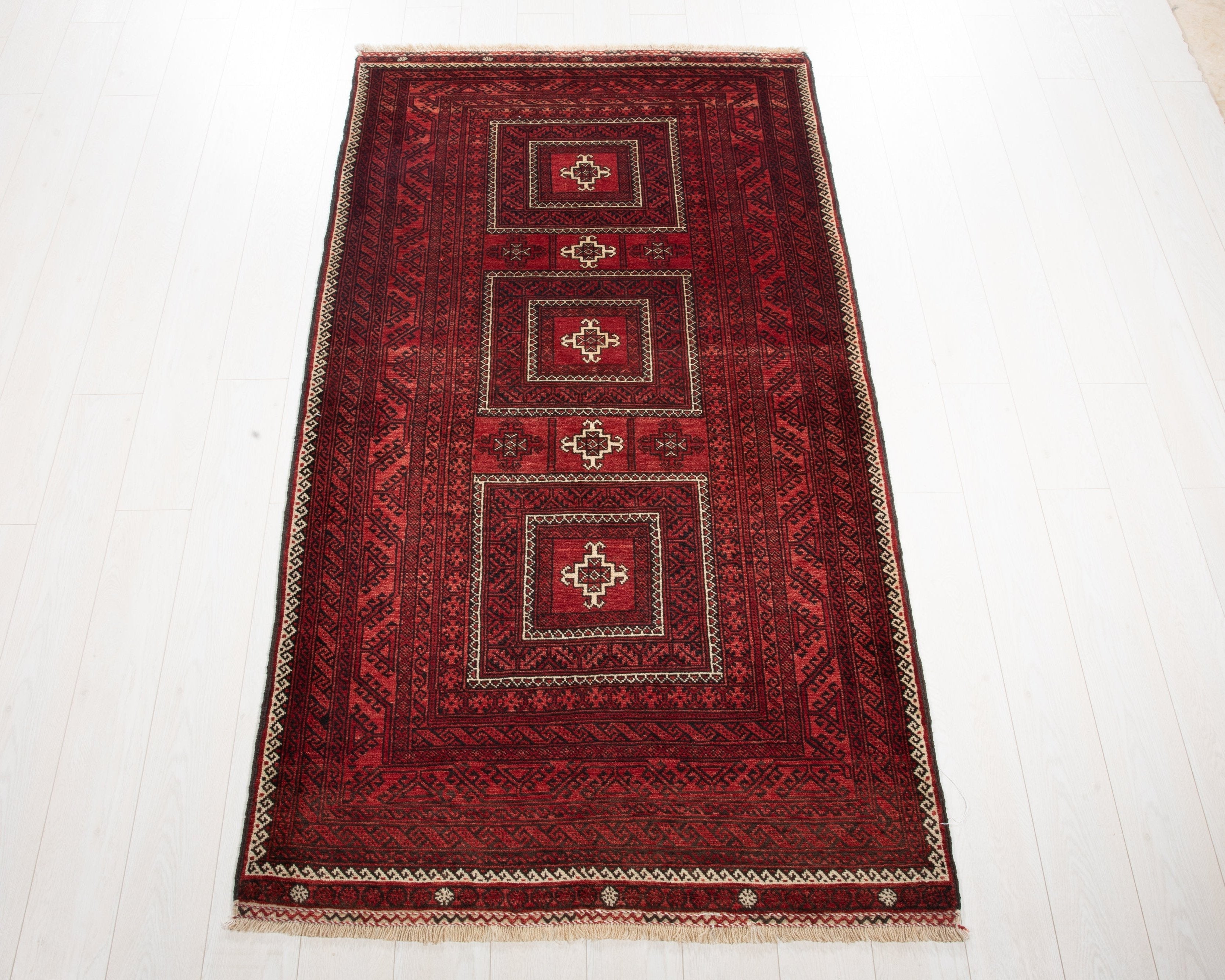 Hand-Knotted Vintage Wool Area Rug – 6' 7" x 3' 9" (202 x 114 cm) - Yasi & Fara