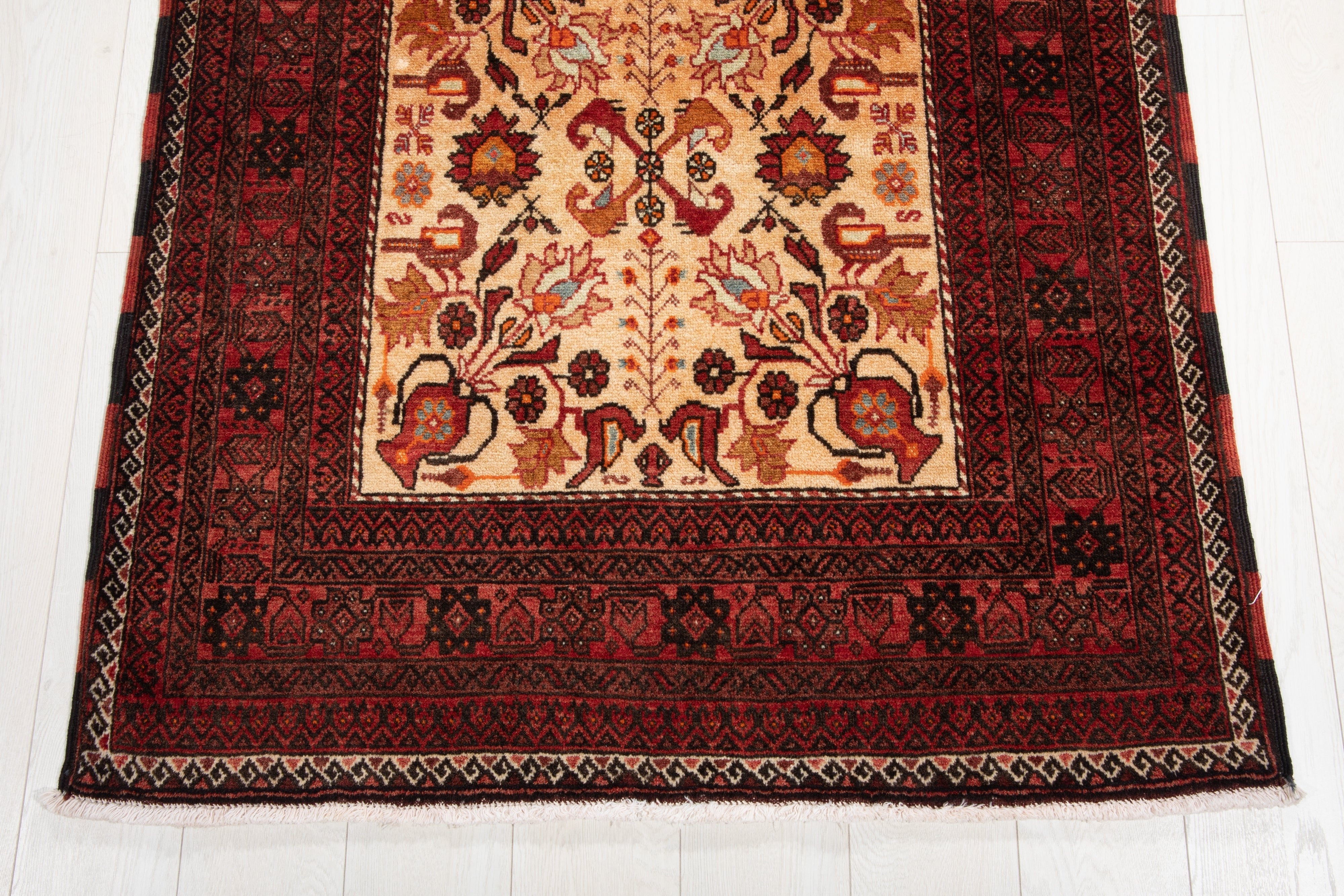Hand-Knotted Vintage Wool Area Rug – 6' 11" x 3' 5" (212 x 106 cm) - Yasi & Fara