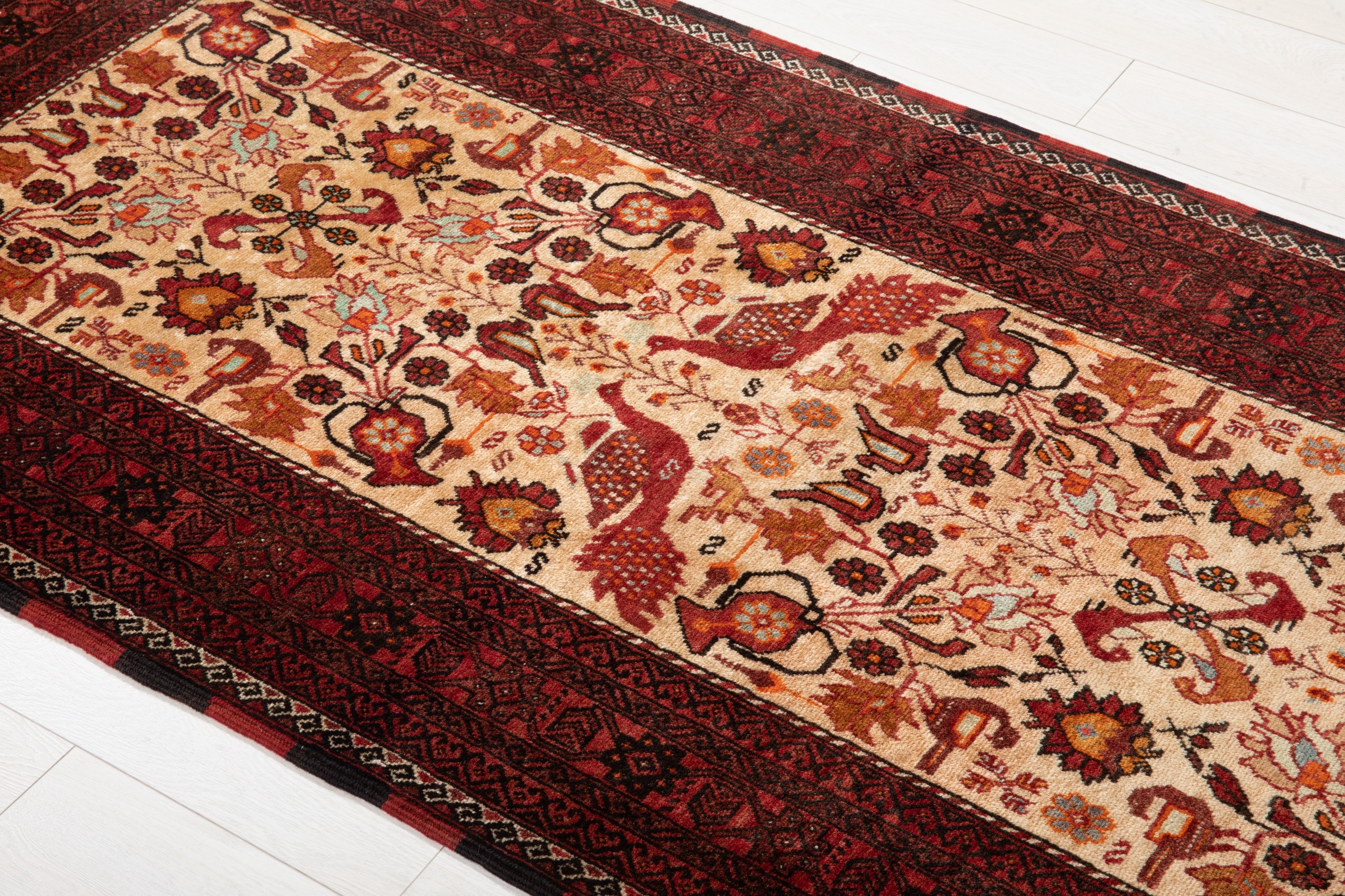 Hand-Knotted Vintage Wool Area Rug – 6' 11" x 3' 5" (212 x 106 cm) - Yasi & Fara