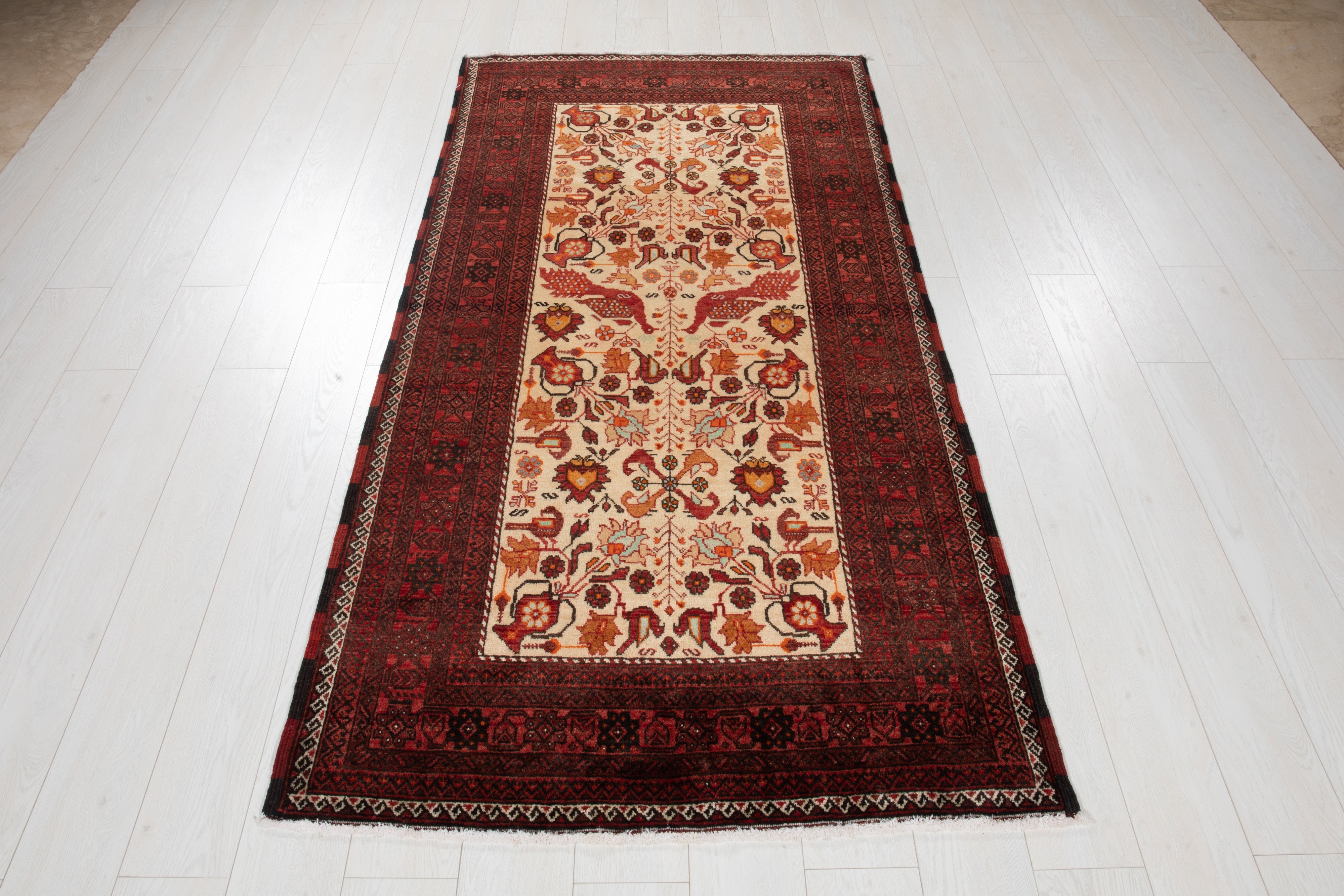 Hand-Knotted Vintage Wool Area Rug – 6' 11" x 3' 5" (212 x 106 cm) - Yasi & Fara