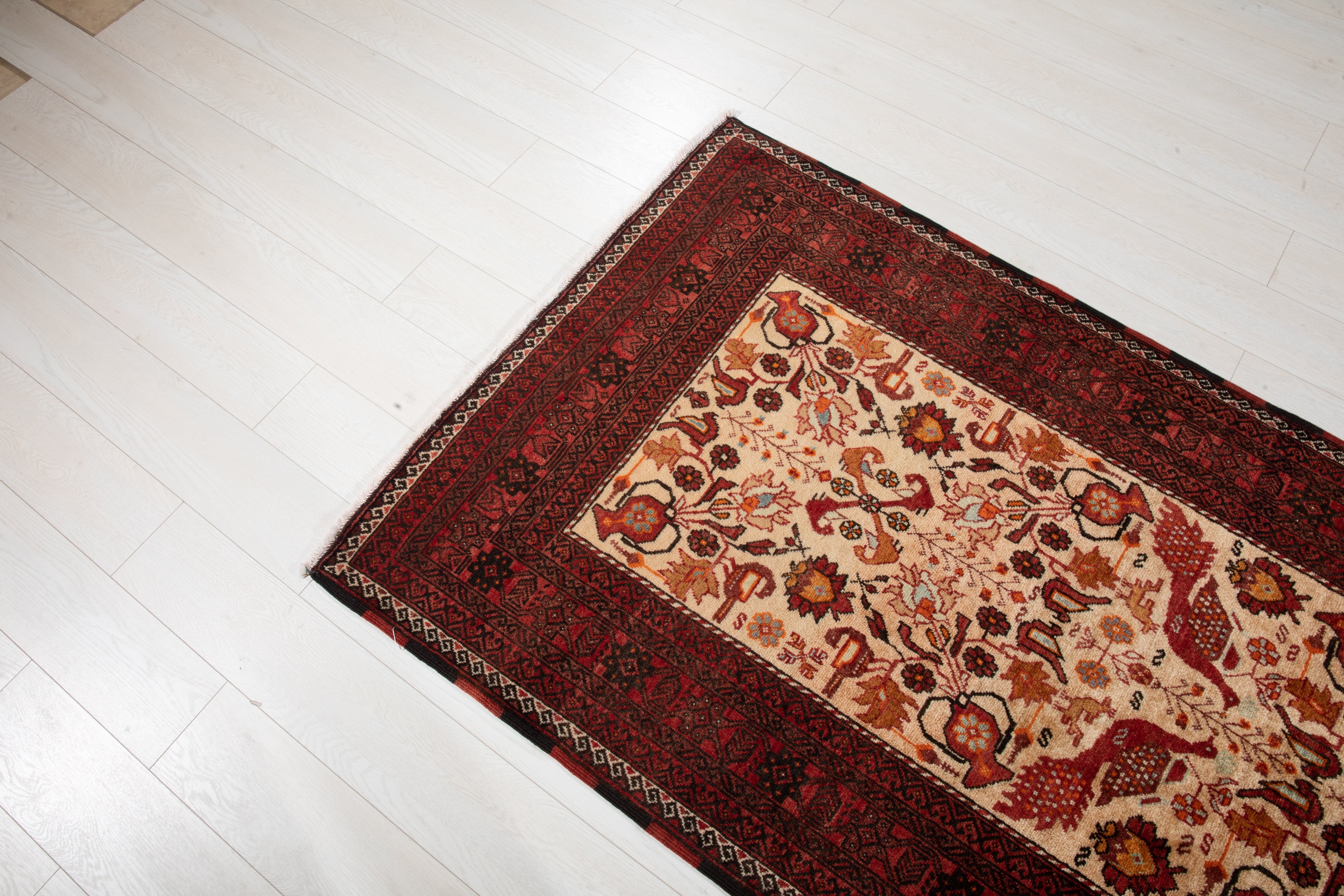 Hand-Knotted Vintage Wool Area Rug – 6' 11" x 3' 5" (212 x 106 cm) - Yasi & Fara