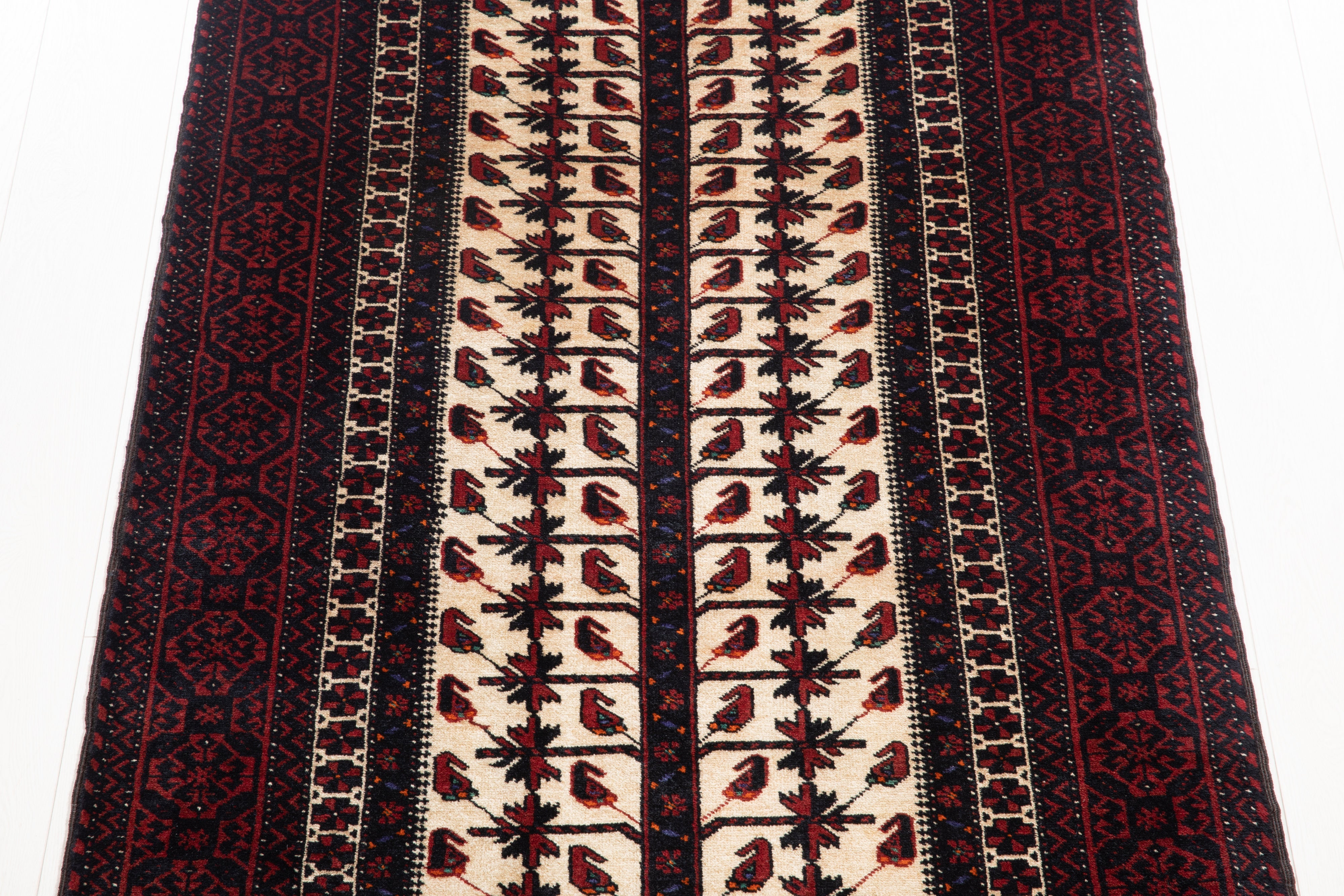 Hand-Knotted Vintage Wool Area Rug – 6' 8" x 3' 3" (204 x 100 cm) - Yasi & Fara