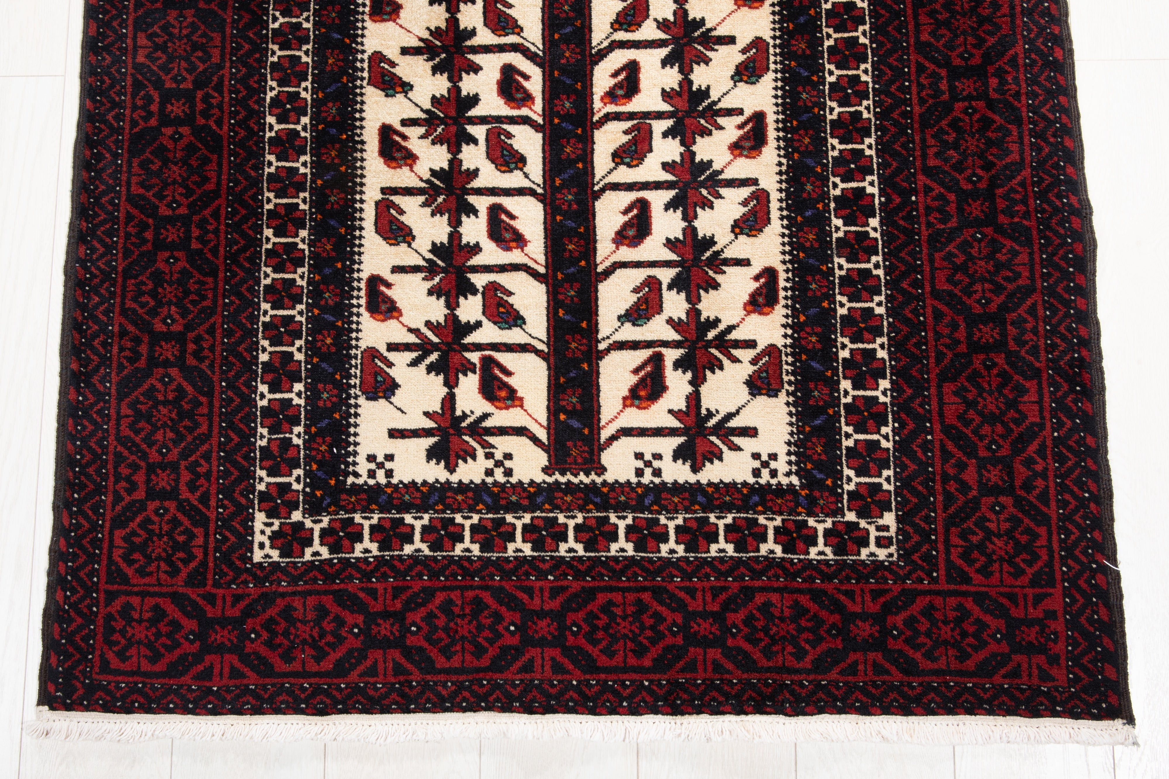 Hand-Knotted Vintage Wool Area Rug – 6' 8" x 3' 3" (204 x 100 cm) - Yasi & Fara