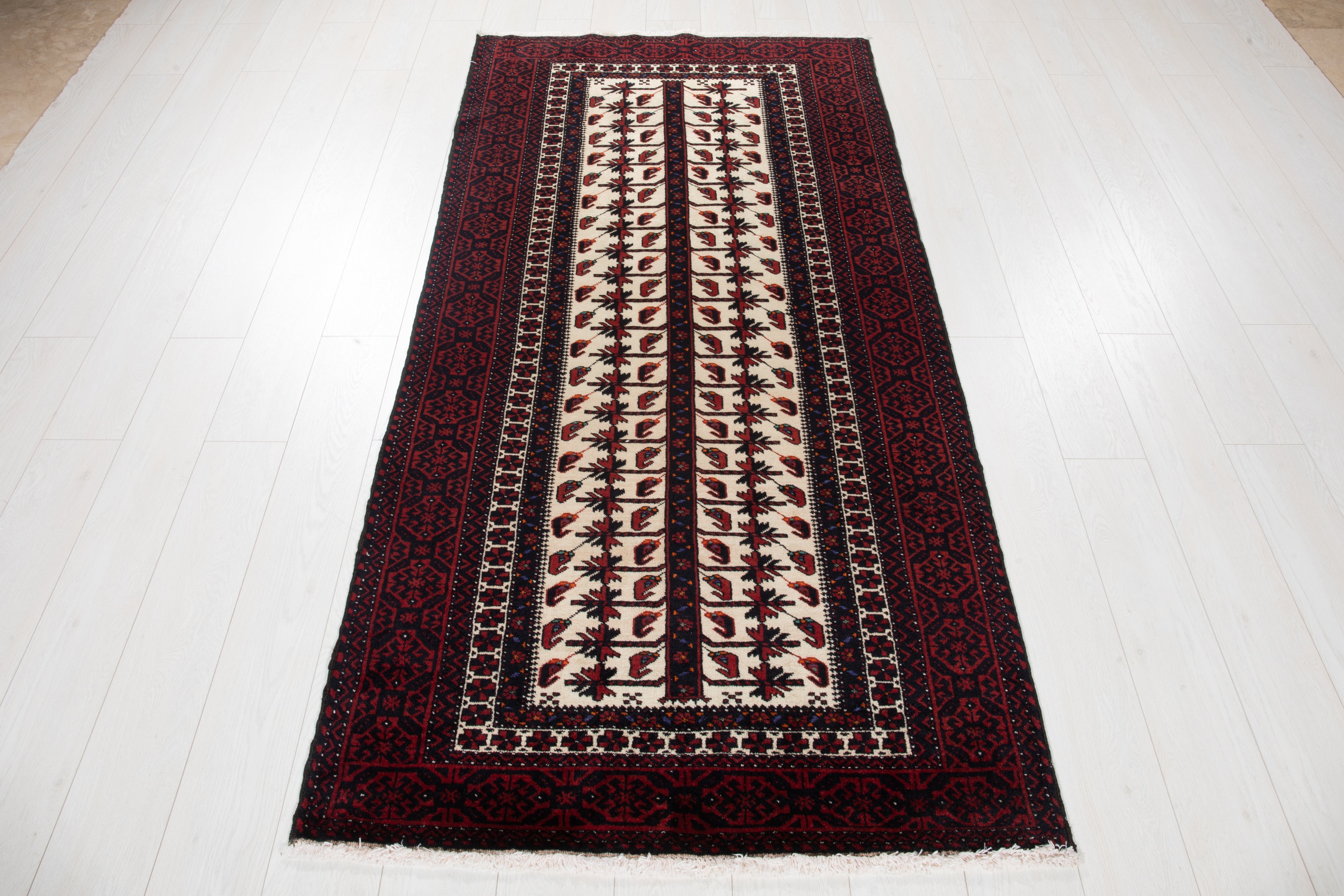 Hand-Knotted Vintage Wool Area Rug – 6' 8" x 3' 3" (204 x 100 cm) - Yasi & Fara