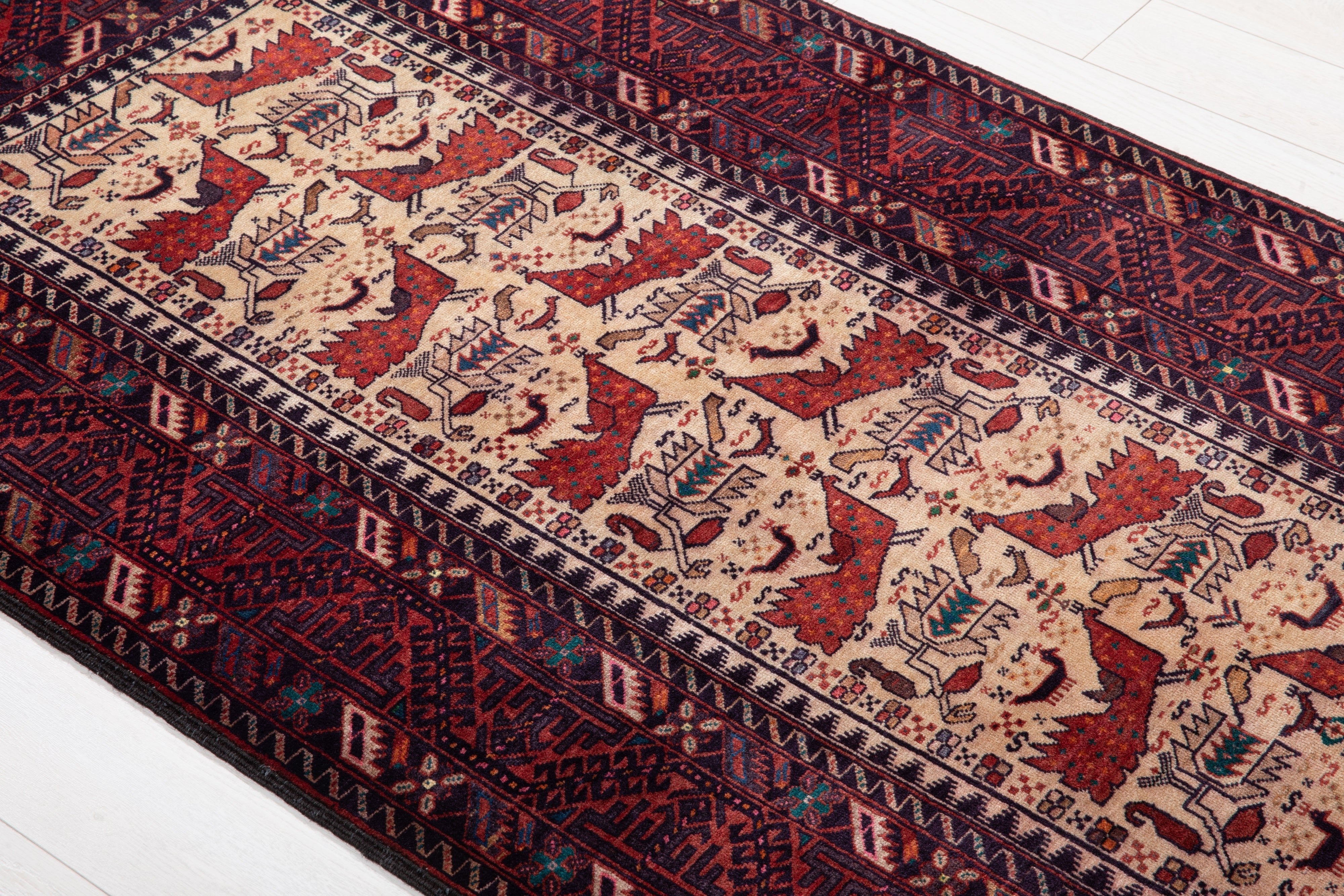 Hand-Knotted Vintage Wool Area Rug – 6' 10" x 3' 7" (209 x 109 cm) - Yasi & Fara