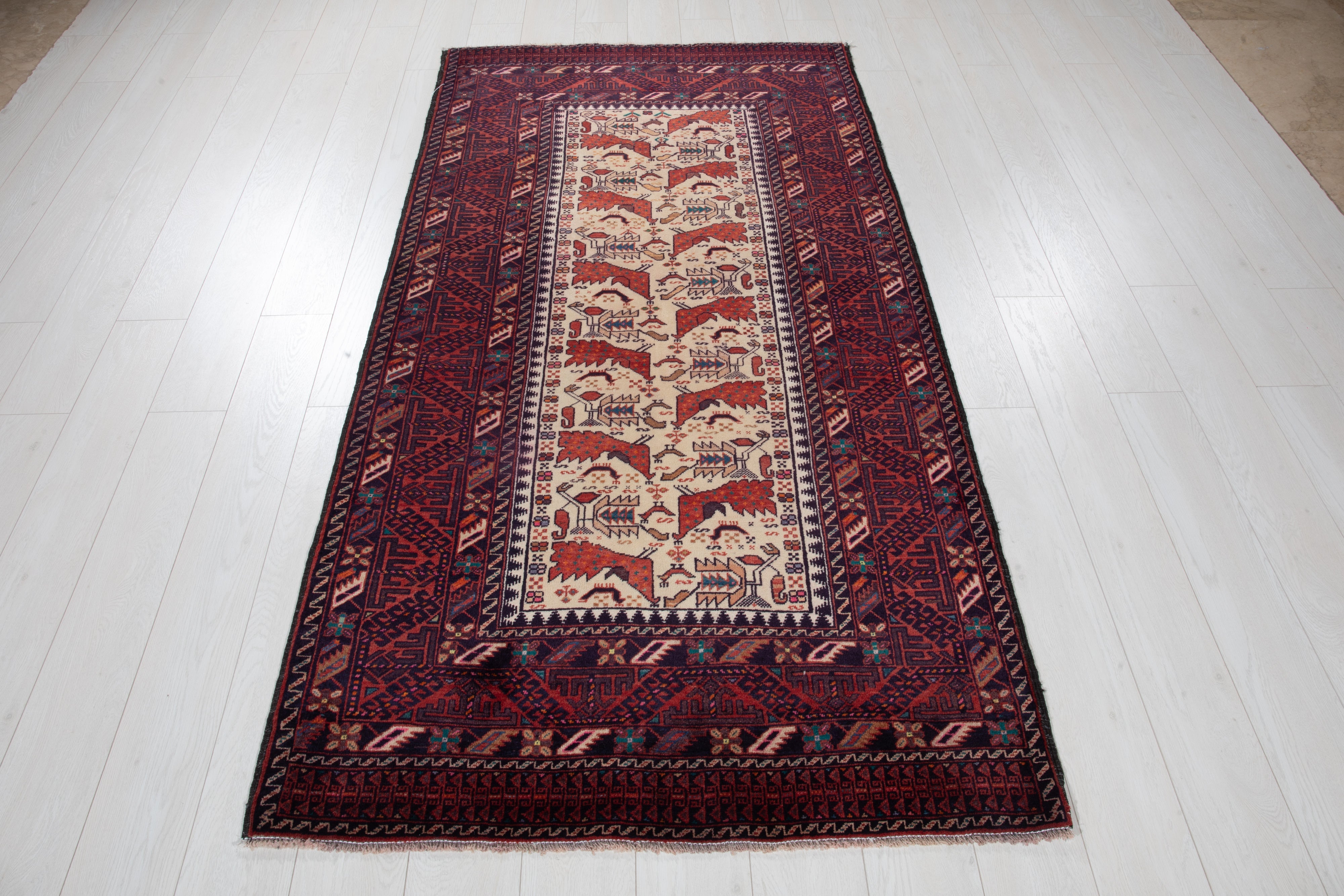 Hand-Knotted Vintage Wool Area Rug – 6' 10" x 3' 7" (209 x 109 cm) - Yasi & Fara