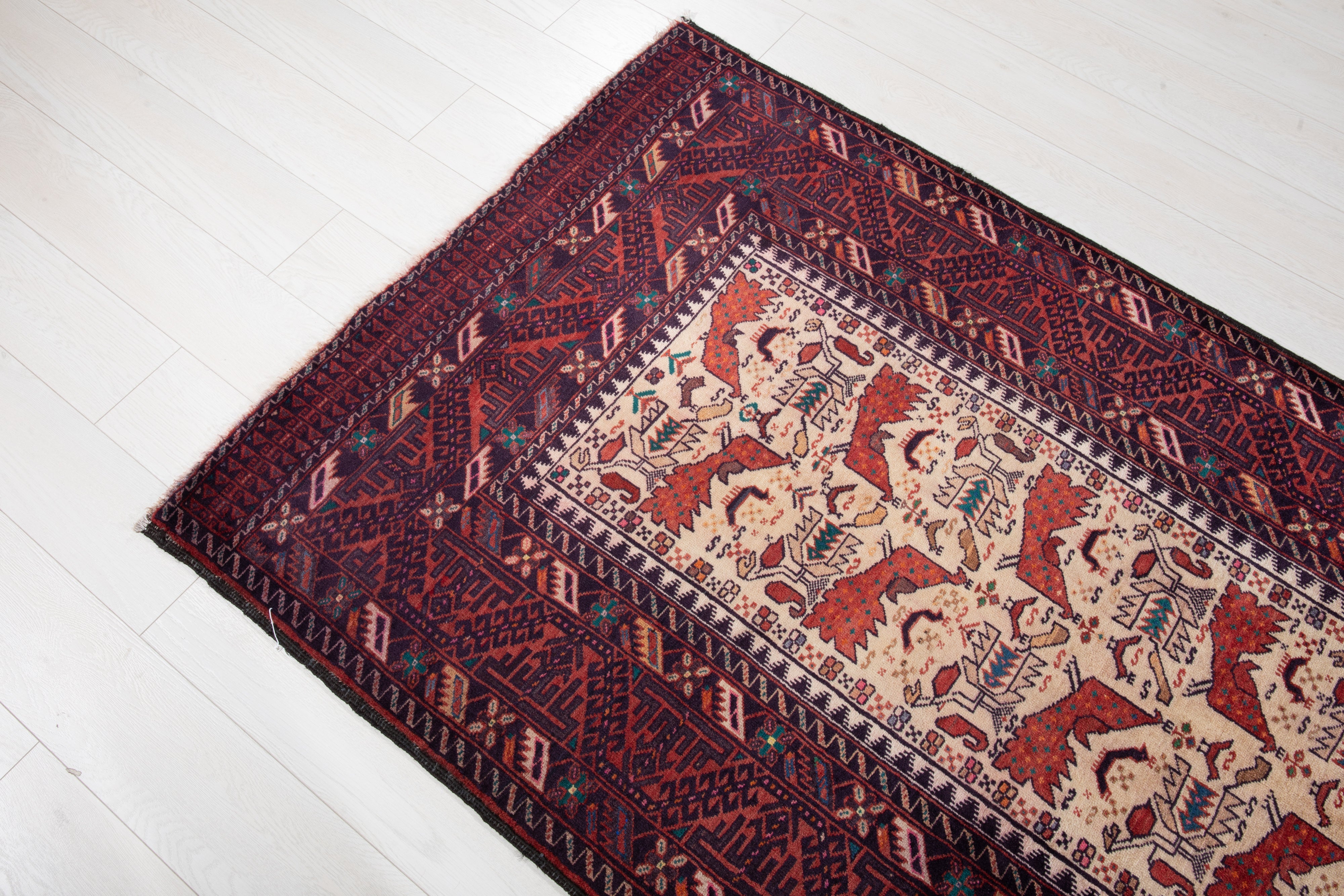 Hand-Knotted Vintage Wool Area Rug – 6' 10" x 3' 7" (209 x 109 cm) - Yasi & Fara