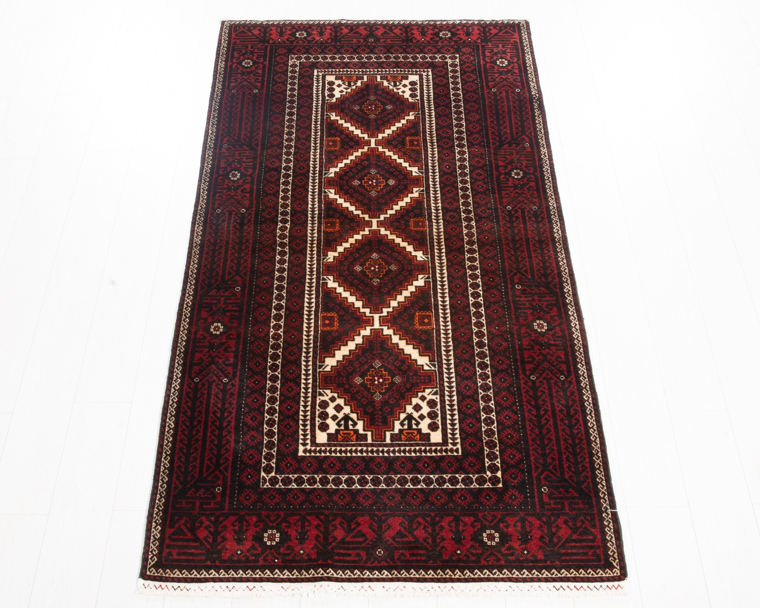 Hand-Knotted Vintage Wool Area Rug – 6' 8" x 3' 6" (203 x 106 cm) - Yasi & Fara
