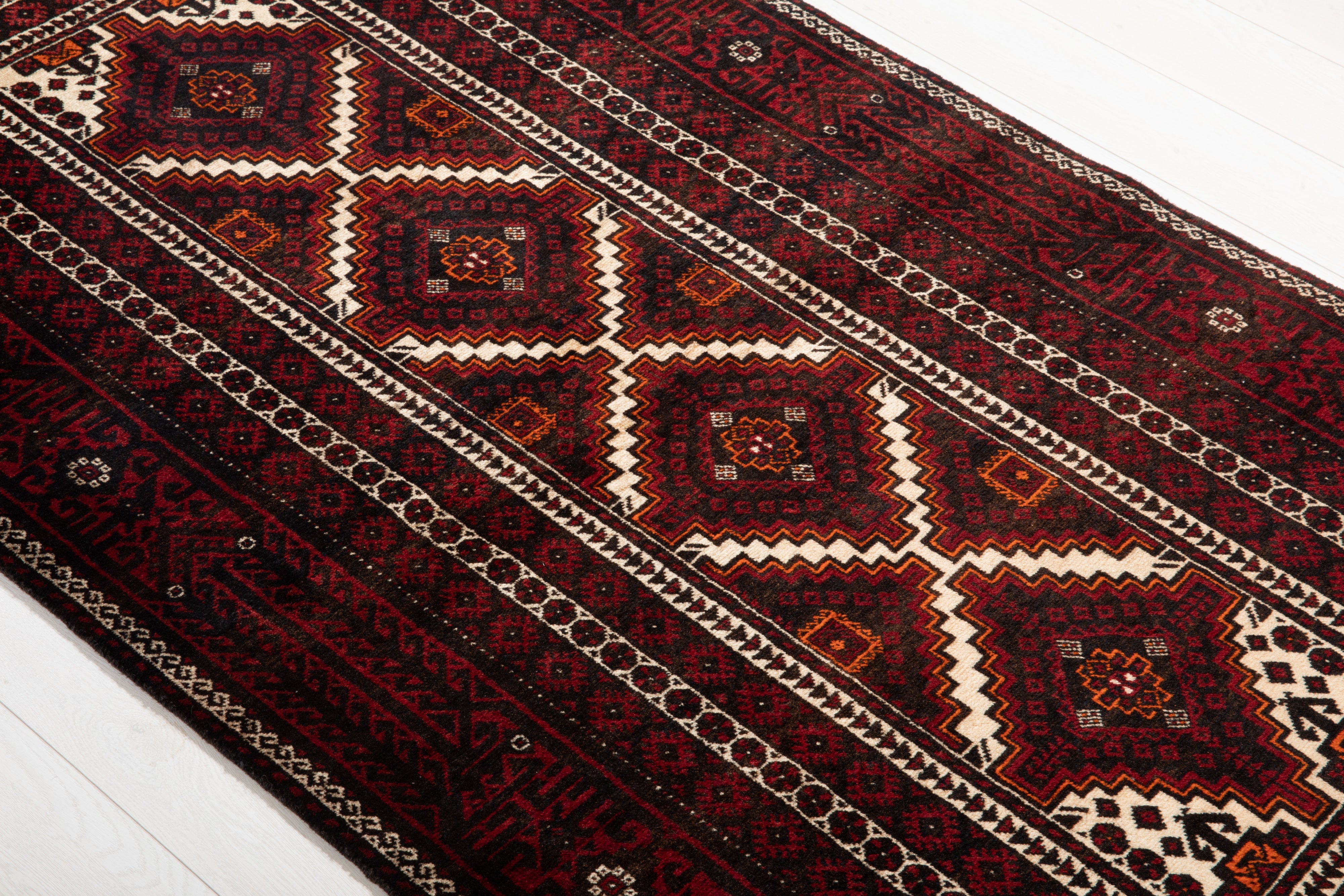 Hand-Knotted Vintage Wool Area Rug – 6' 8" x 3' 6" (203 x 106 cm) - Yasi & Fara