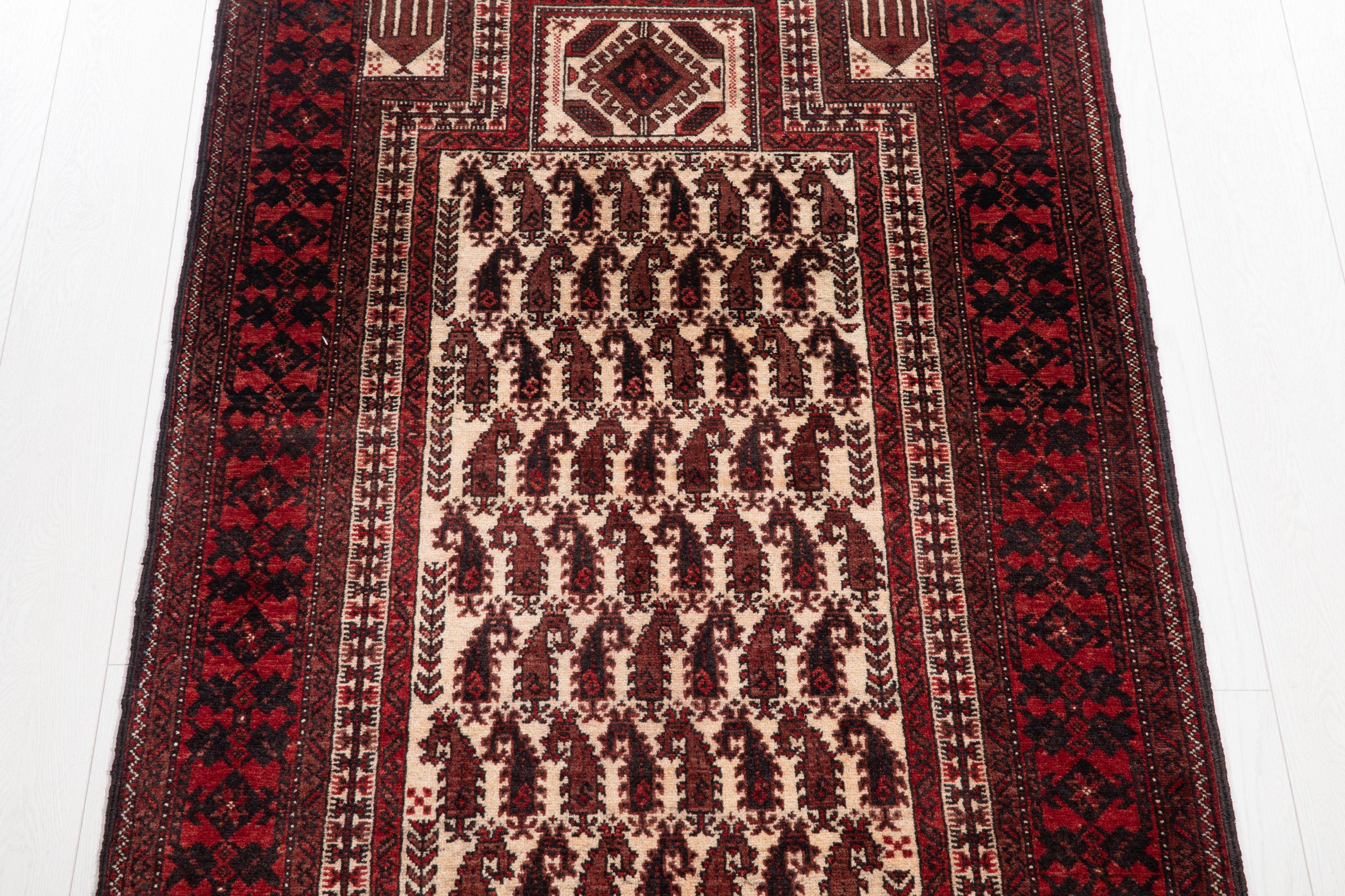 Hand-Knotted Vintage Prayer Wool Area Rug – 6' x 3' 1" (182 x 95 cm) - Yasi & Fara