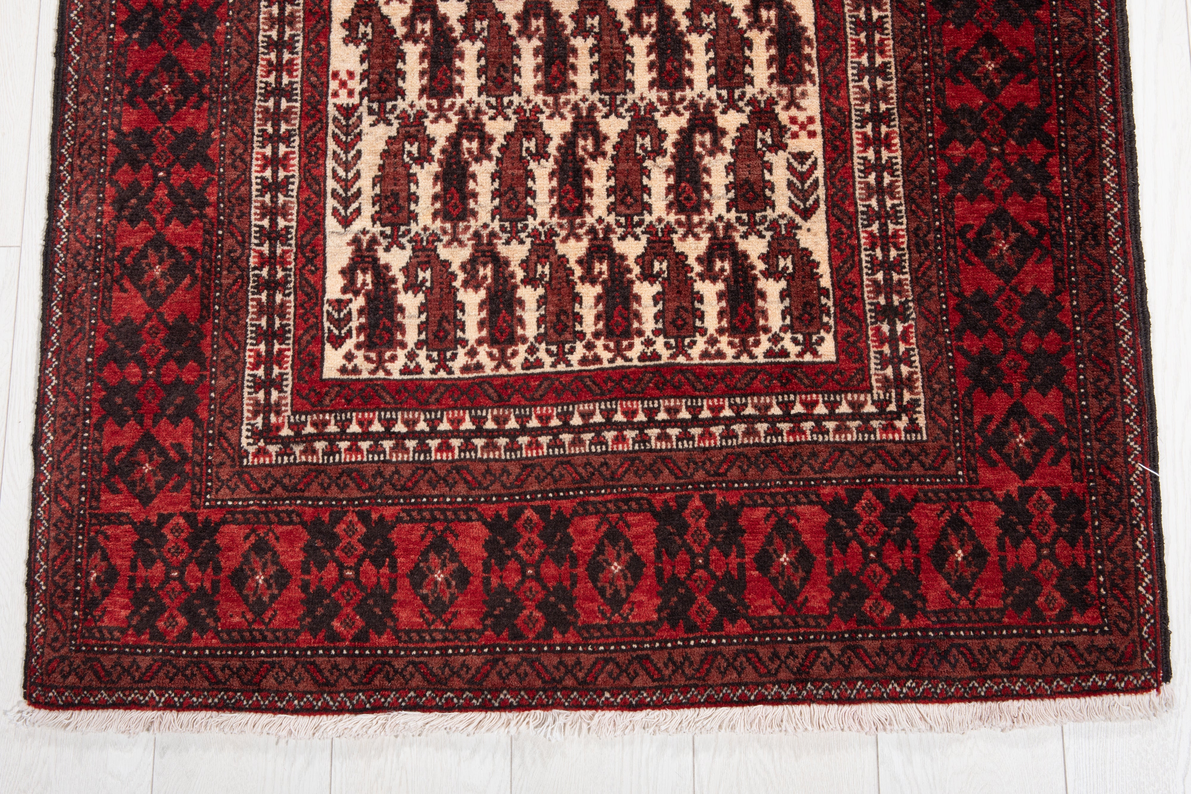 Hand-Knotted Vintage Prayer Wool Area Rug – 6' x 3' 1" (182 x 95 cm) - Yasi & Fara