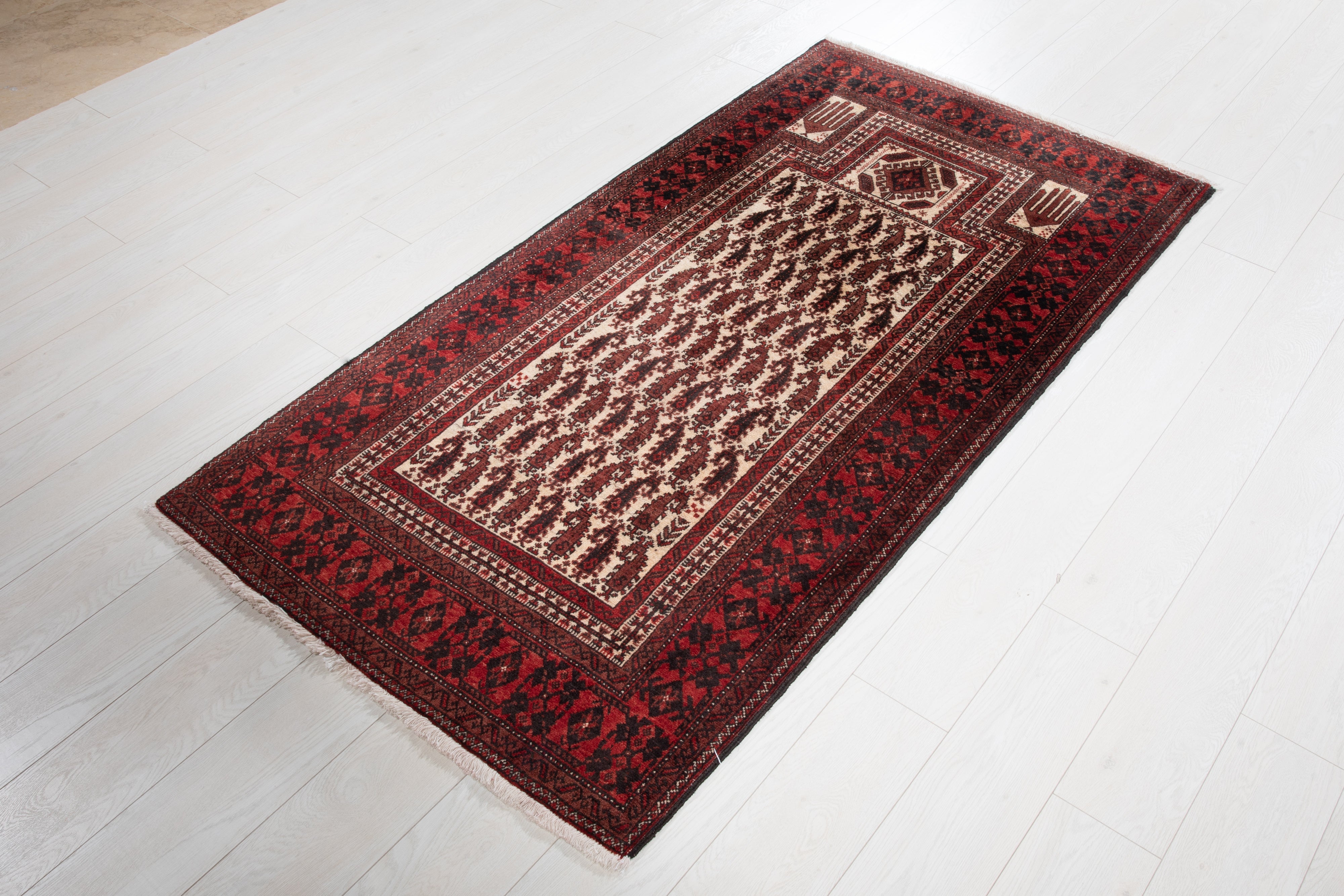 Hand-Knotted Vintage Prayer Wool Area Rug – 6' x 3' 1" (182 x 95 cm) - Yasi & Fara