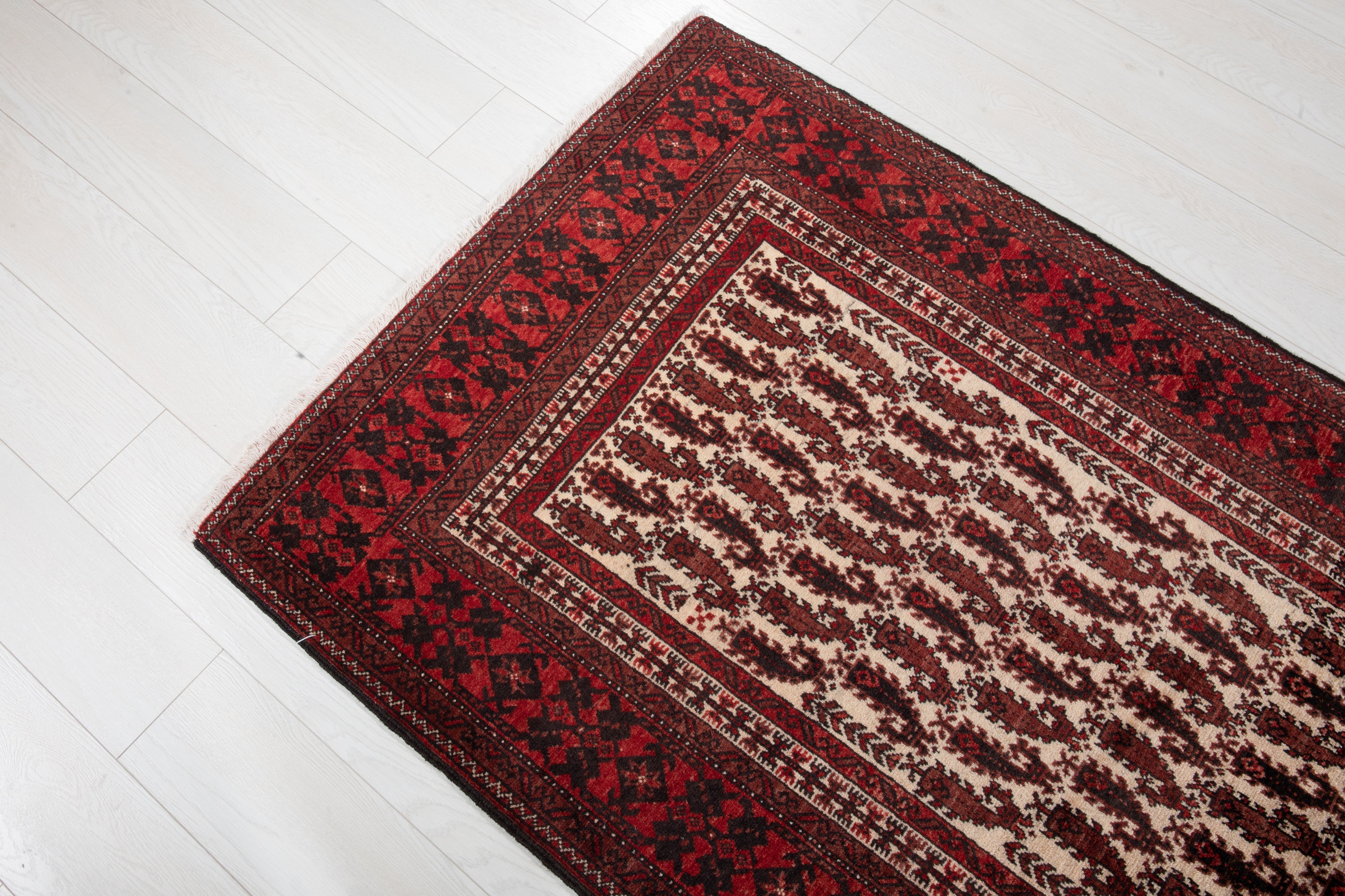 Hand-Knotted Vintage Prayer Wool Area Rug – 6' x 3' 1" (182 x 95 cm) - Yasi & Fara