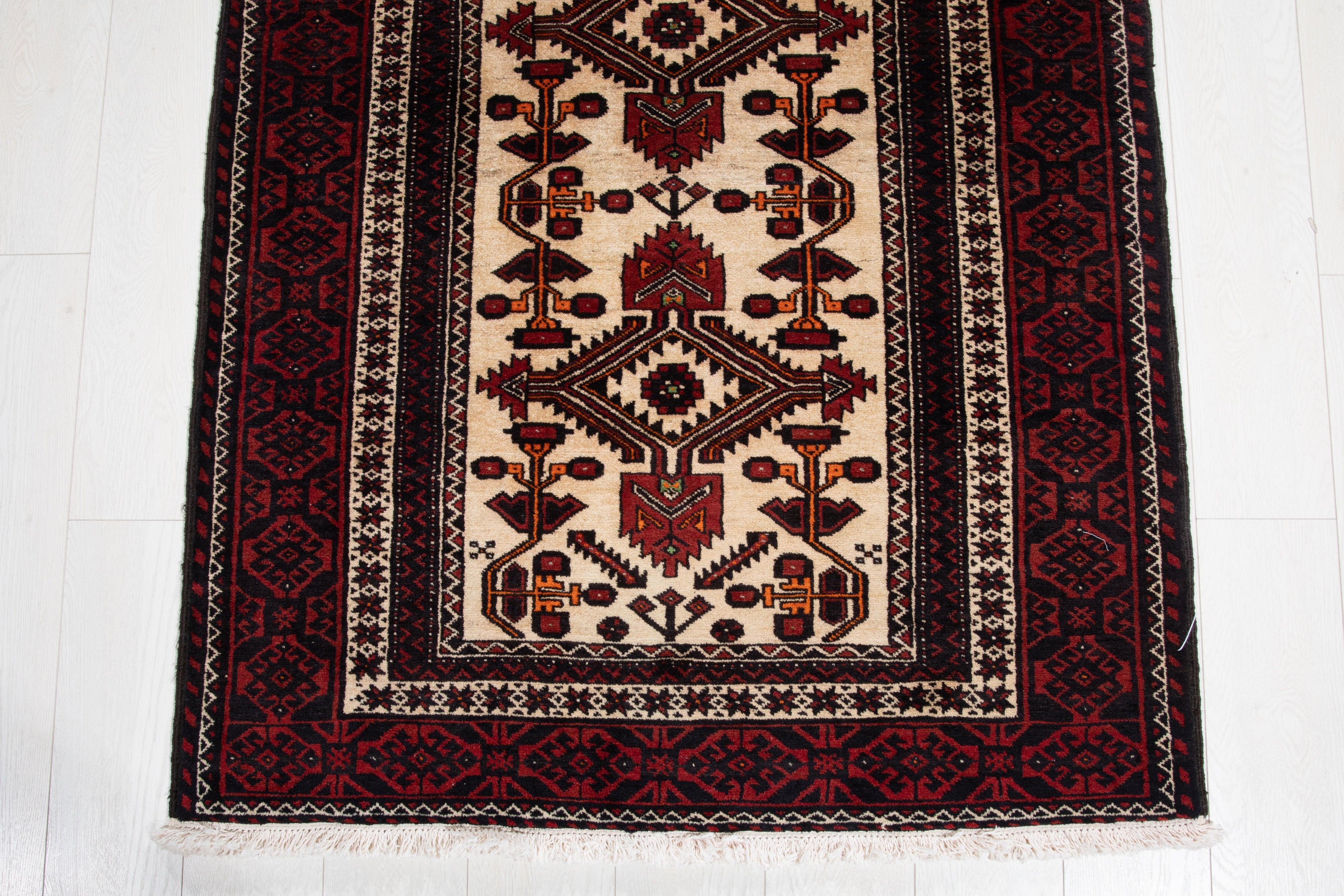 Hand-Knotted Vintage Wool Area Rug – 6' 7" x 3' 4" (201 x 103 cm) - Yasi & Fara