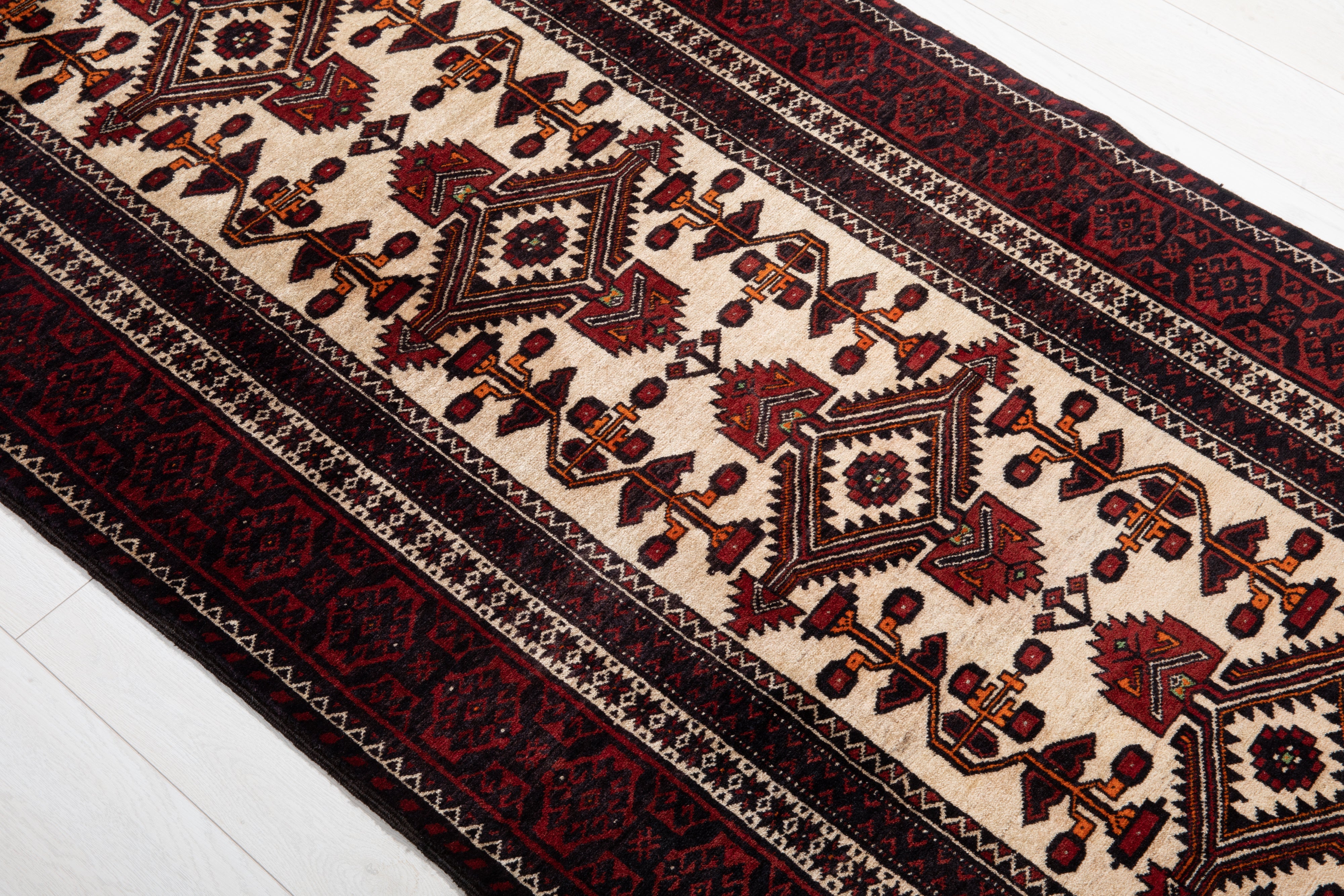 Hand-Knotted Vintage Wool Area Rug – 6' 7" x 3' 4" (201 x 103 cm) - Yasi & Fara