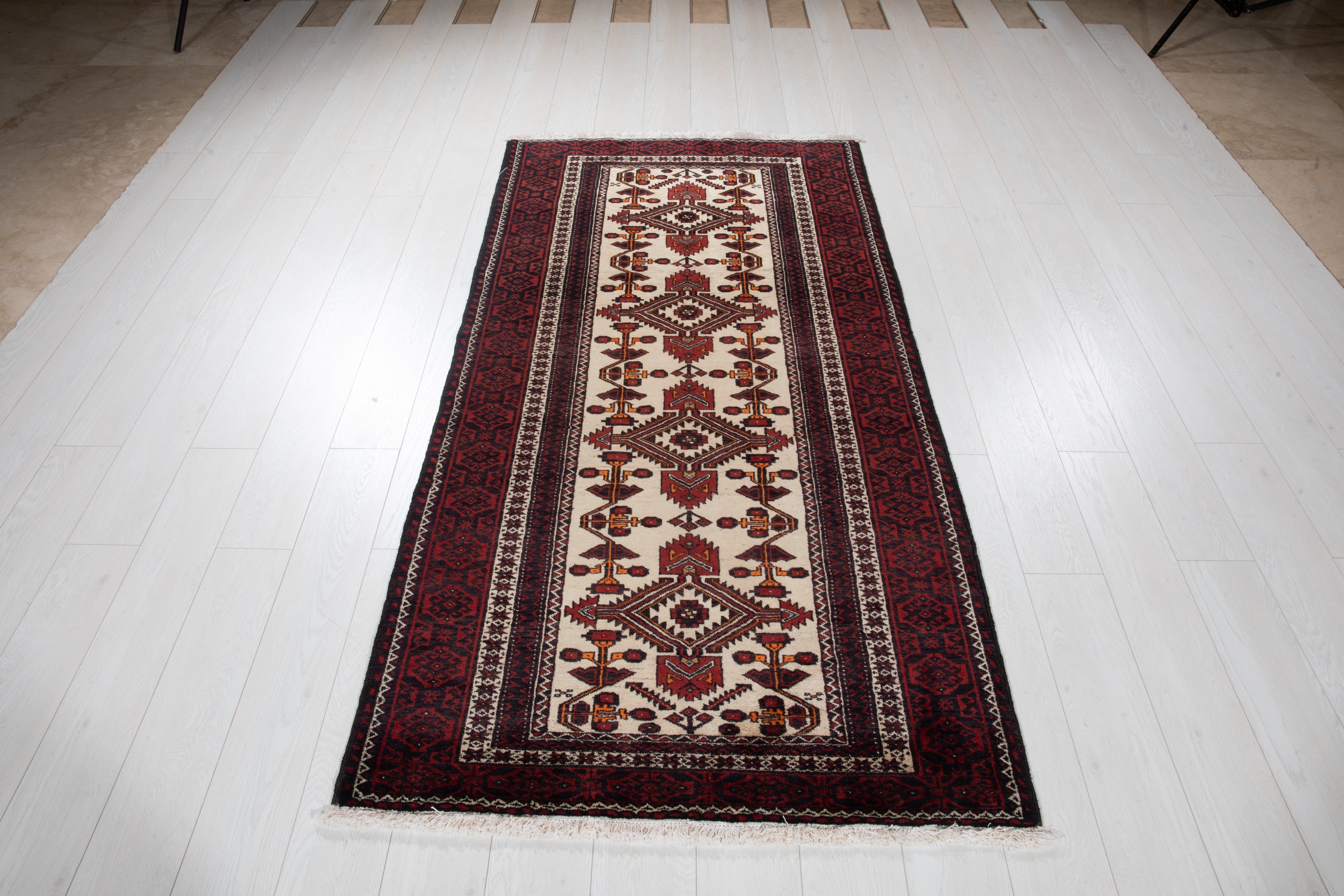 Hand-Knotted Vintage Wool Area Rug – 6' 7" x 3' 4" (201 x 103 cm) - Yasi & Fara