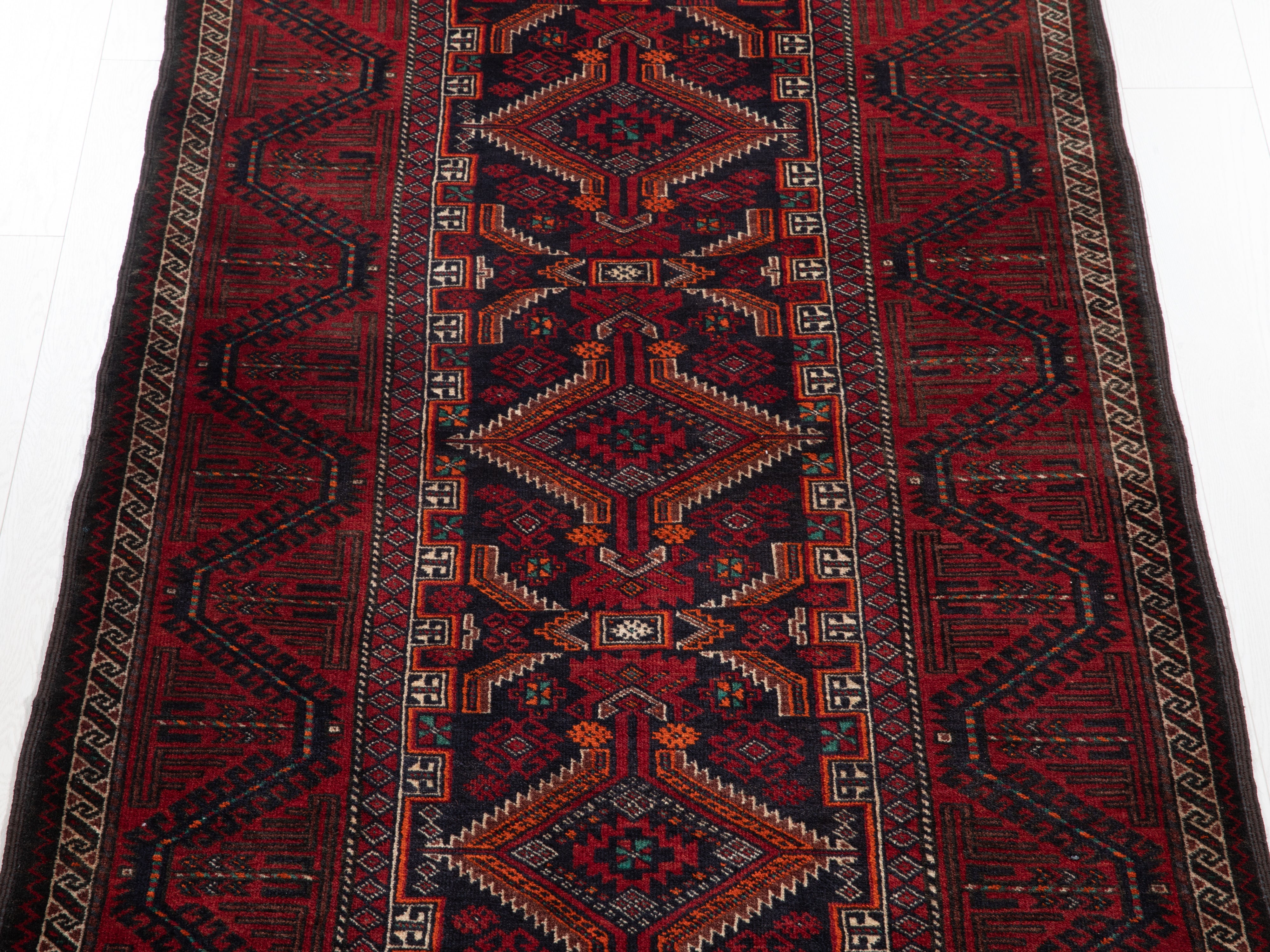 Hand-Knotted Vintage Wool Area Rug – 7' 3" x 3' 7" (220 x 109 cm) - Yasi & Fara