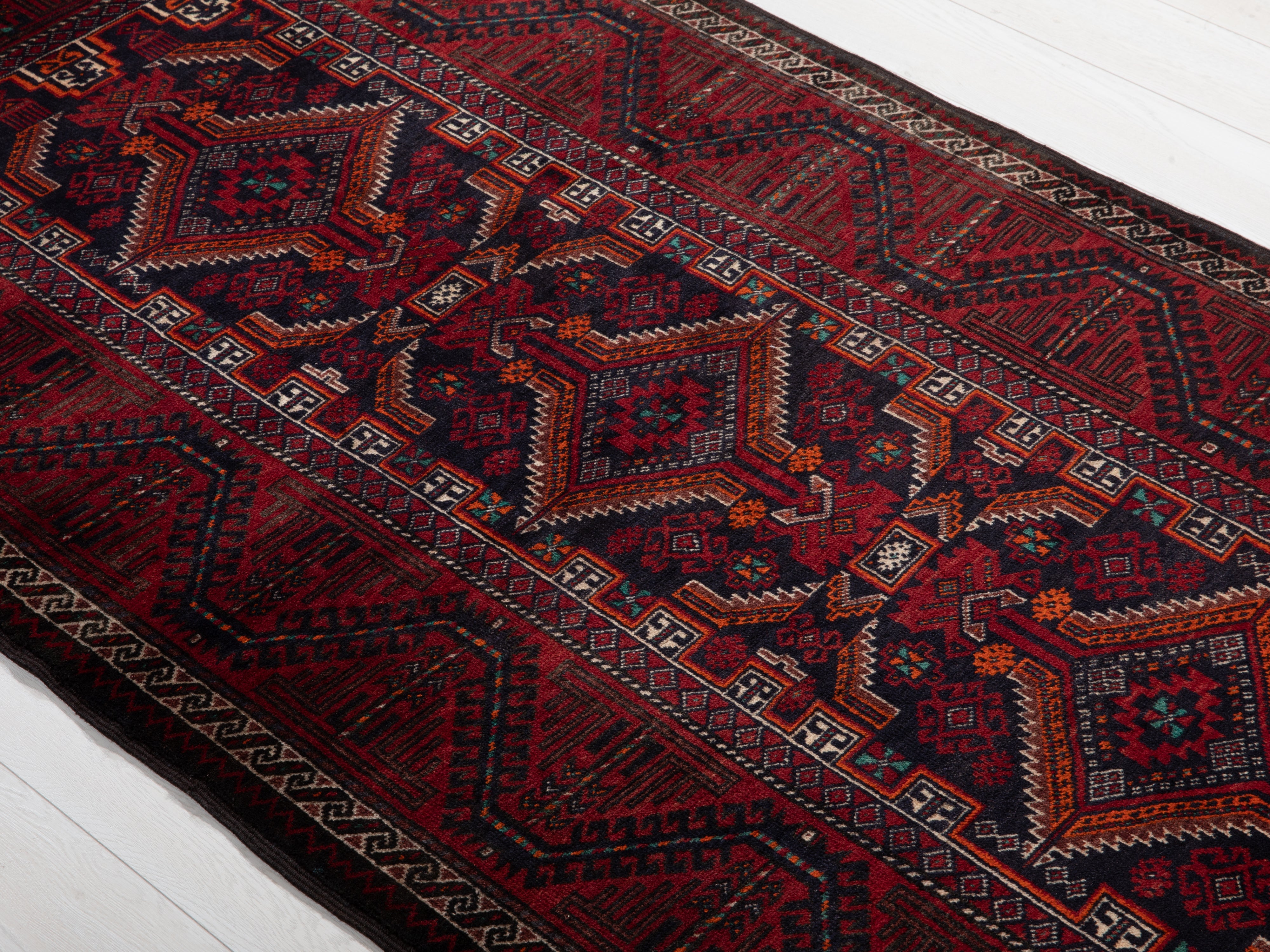 Hand-Knotted Vintage Wool Area Rug – 7' 3" x 3' 7" (220 x 109 cm) - Yasi & Fara