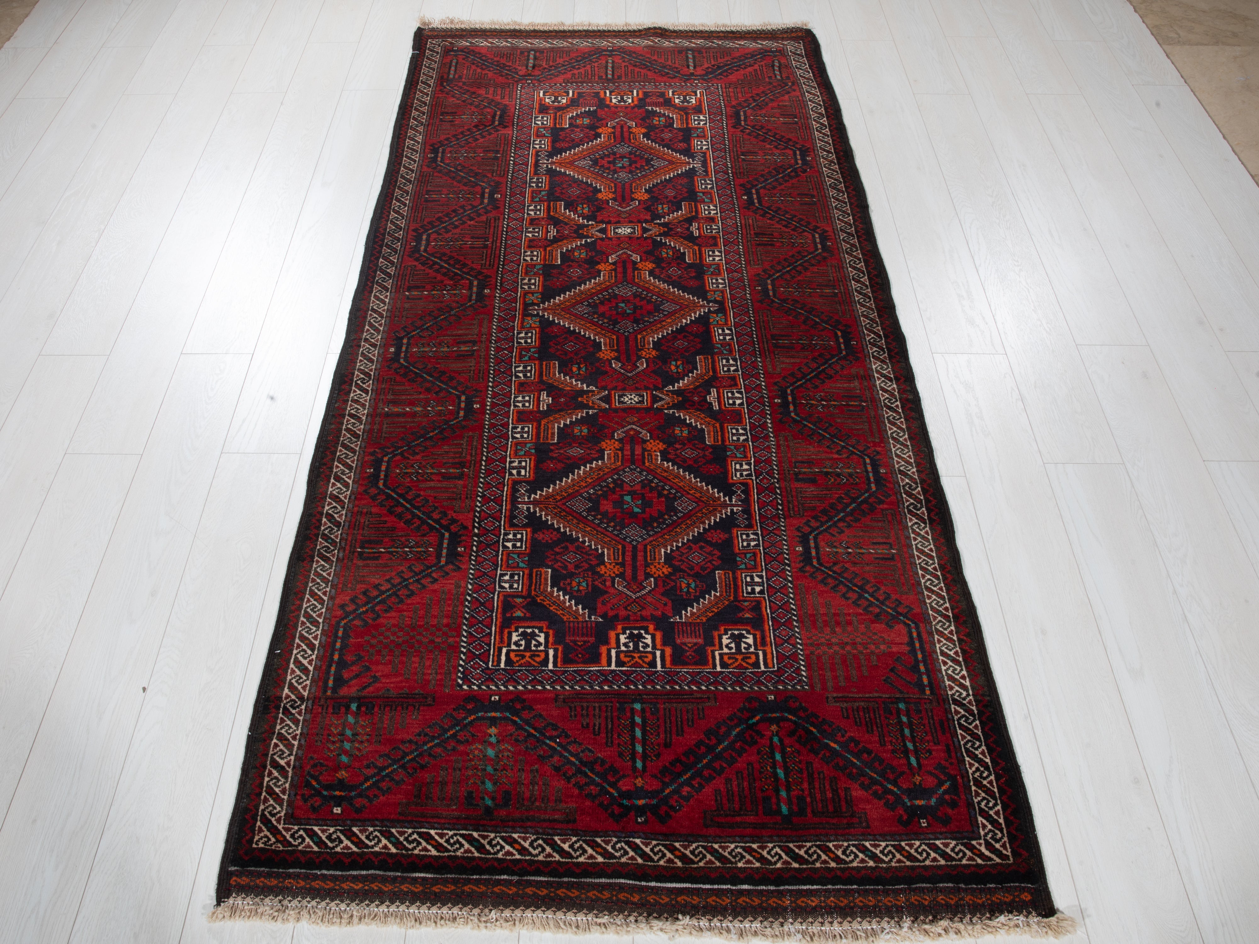 Hand-Knotted Vintage Wool Area Rug – 7' 3" x 3' 7" (220 x 109 cm) - Yasi & Fara