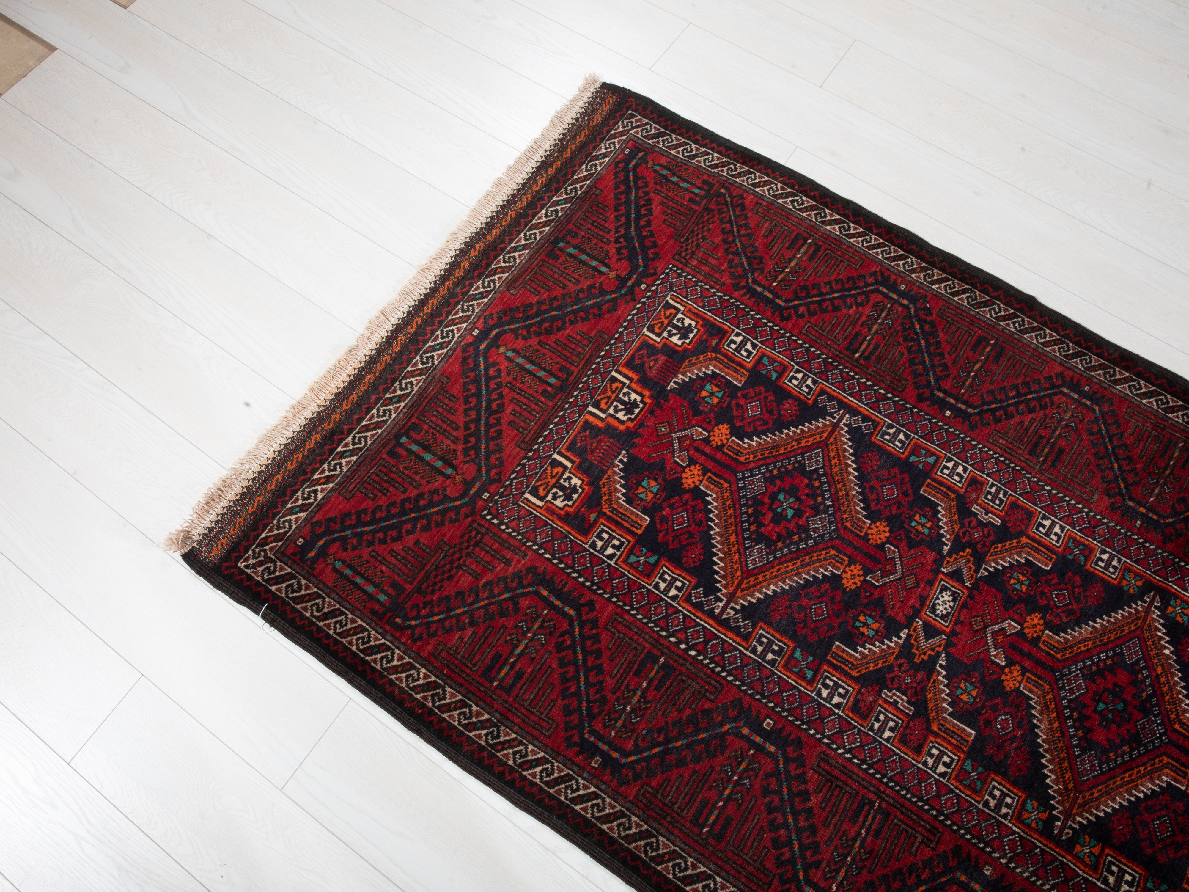 Hand-Knotted Vintage Wool Area Rug – 7' 3" x 3' 7" (220 x 109 cm) - Yasi & Fara