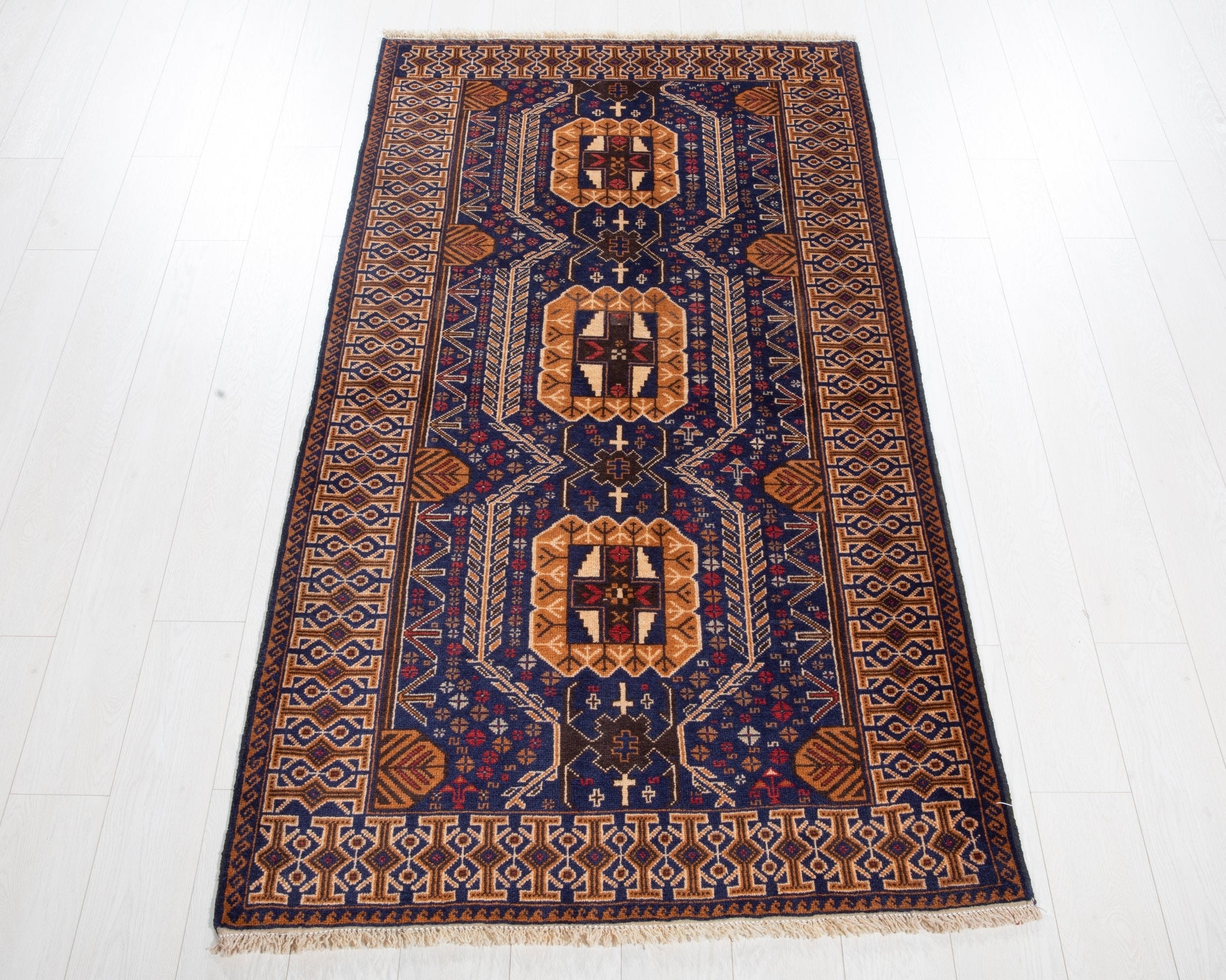 Hand-Knotted Vintage Wool Area Rug – 6' 10" x 3' 6" (209 x 108 cm) - Yasi & Fara