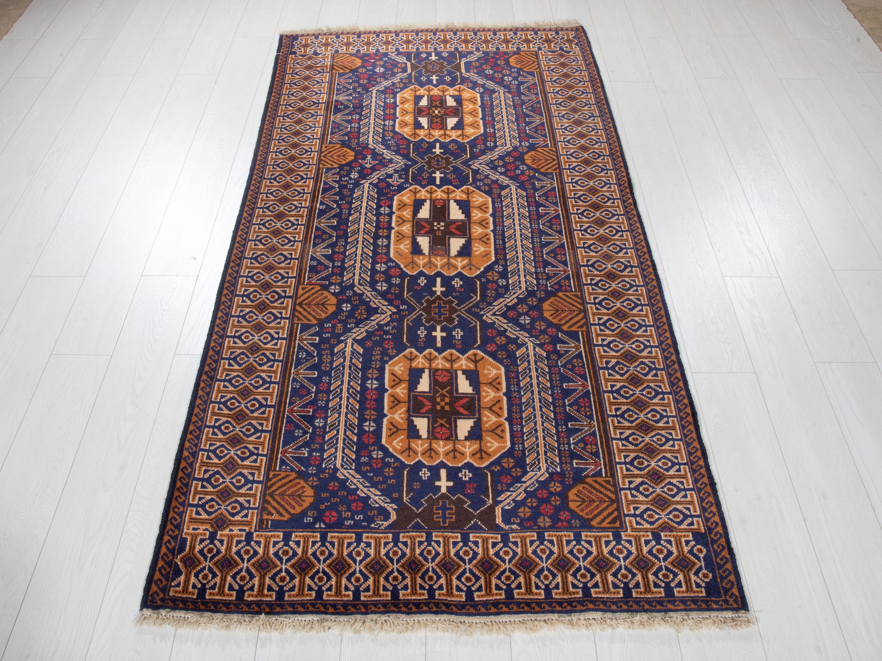 Hand-Knotted Vintage Wool Area Rug – 6' 10" x 3' 6" (209 x 108 cm) - Yasi & Fara