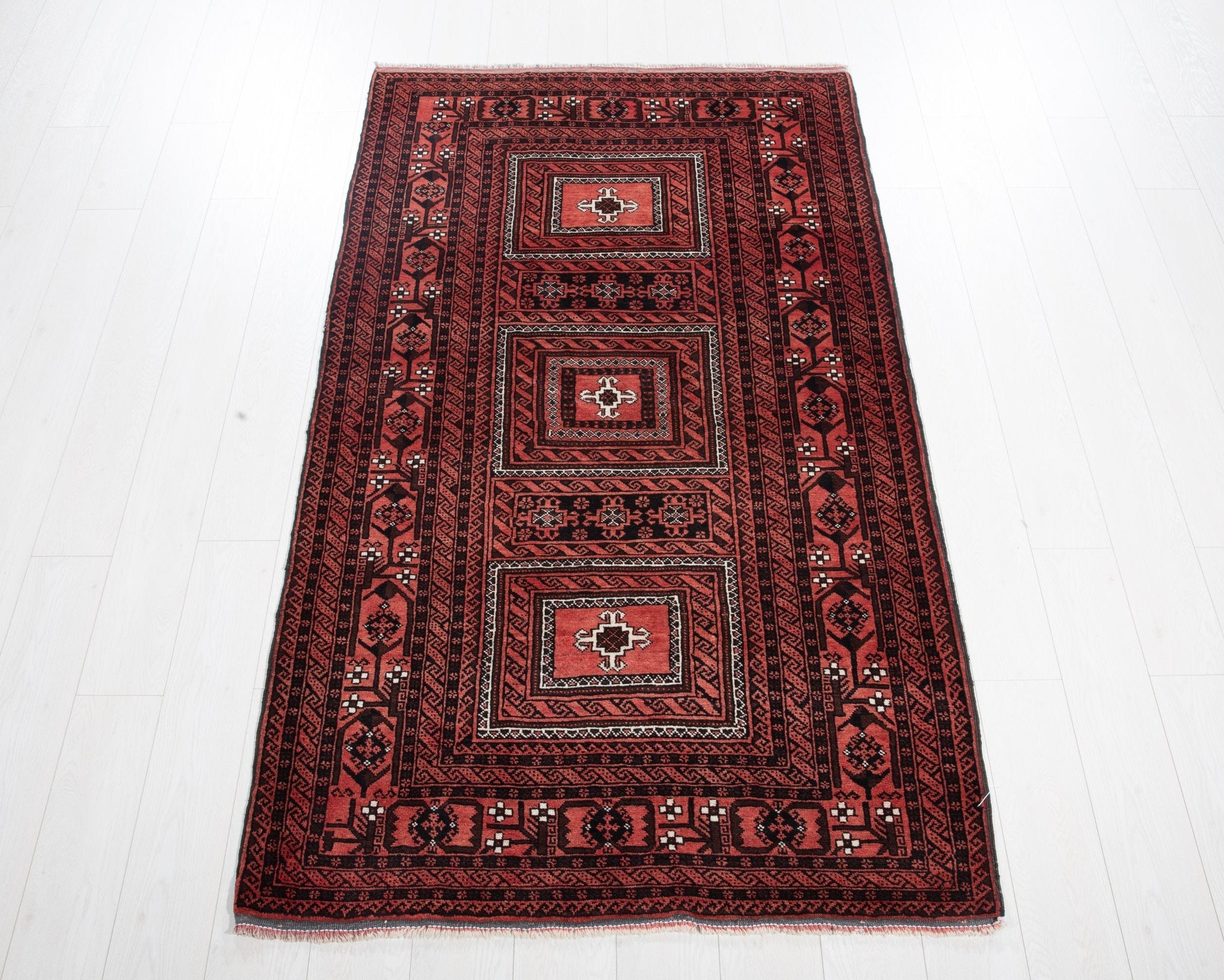 Hand-Knotted Vintage Wool Area Rug – 6' 7" x 3' 9" (201 x 114 cm) - Yasi & Fara