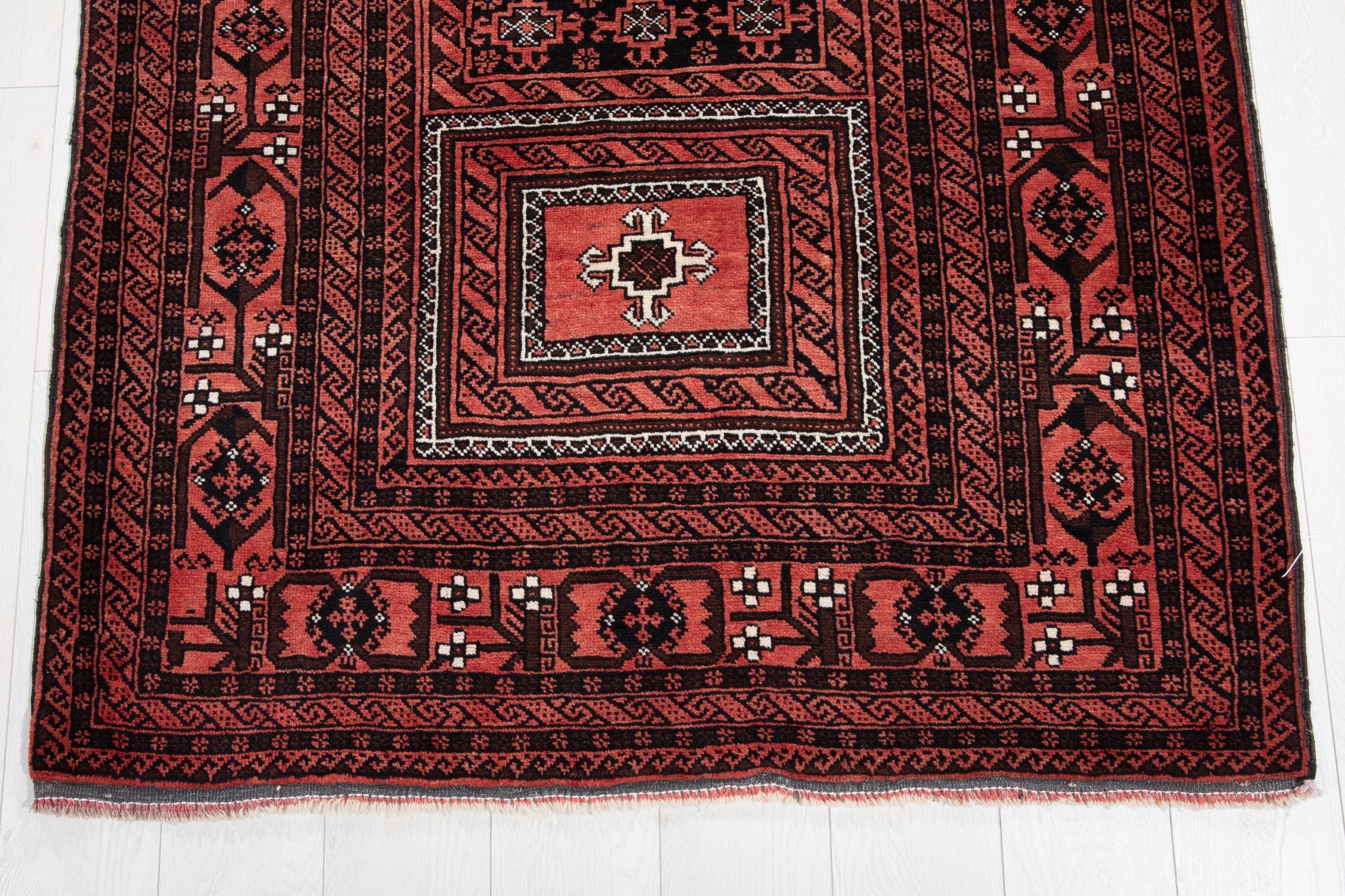 Hand-Knotted Vintage Wool Area Rug – 6' 7" x 3' 9" (201 x 114 cm) - Yasi & Fara