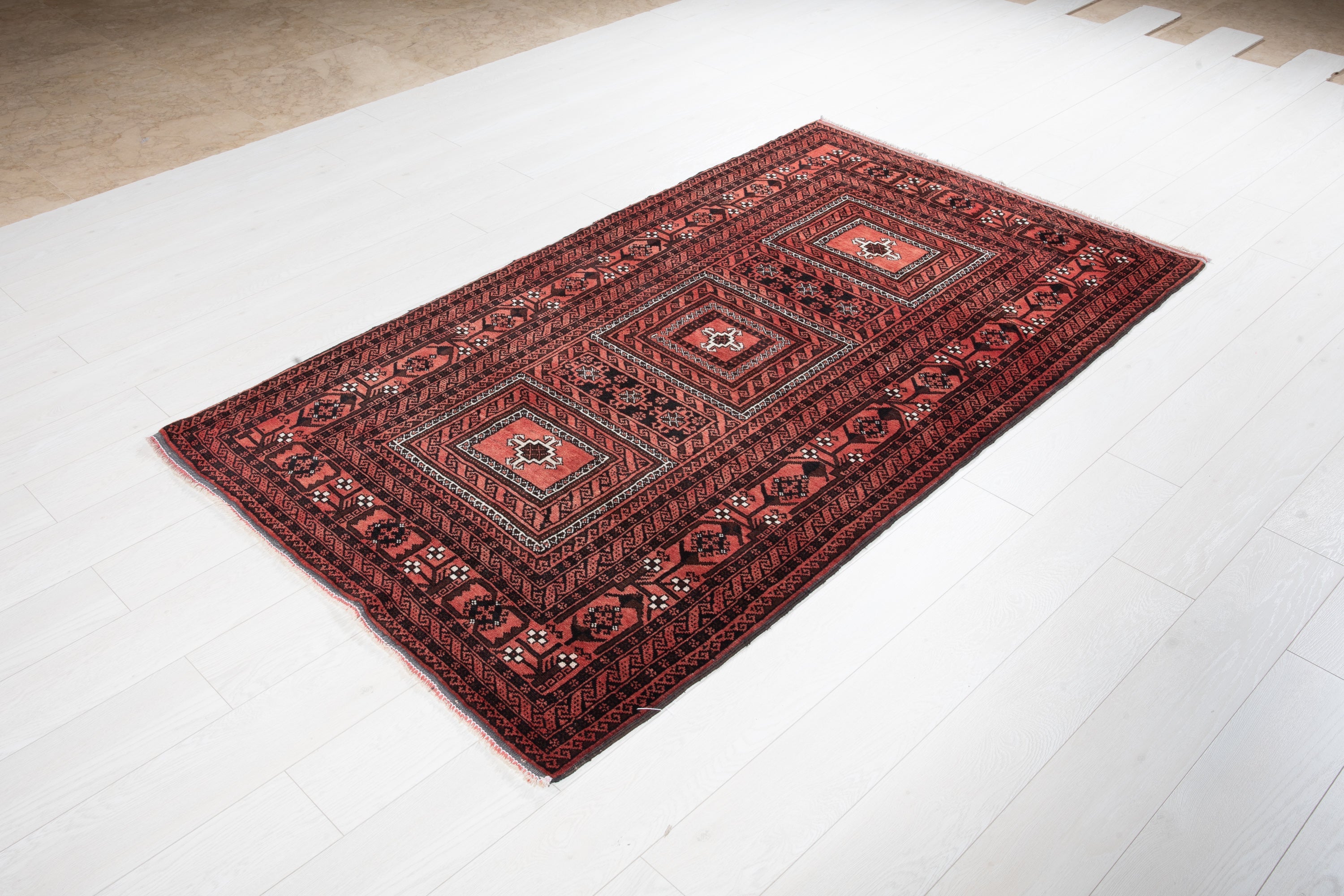 Hand-Knotted Vintage Wool Area Rug – 6' 7" x 3' 9" (201 x 114 cm) - Yasi & Fara