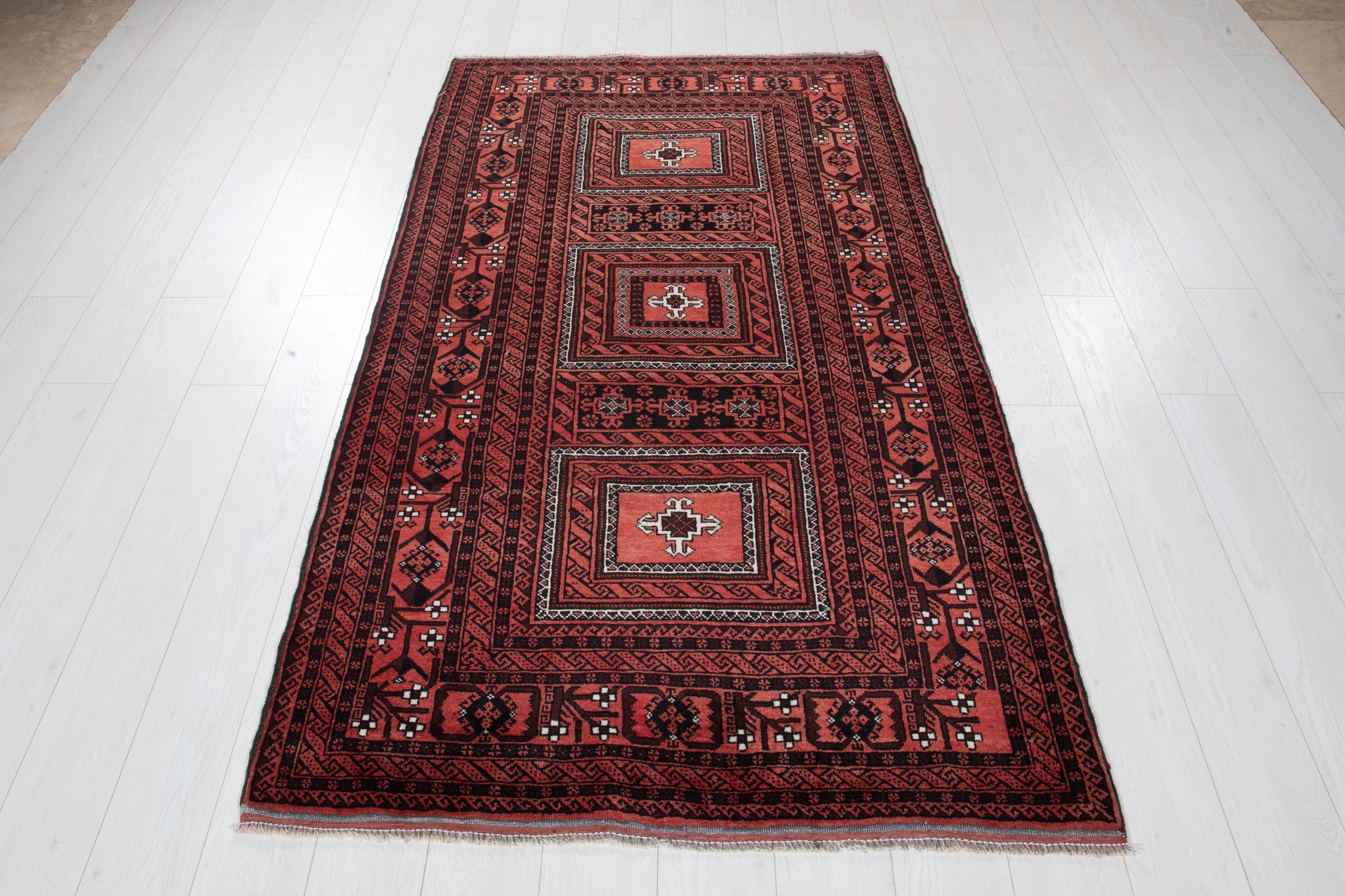 Hand-Knotted Vintage Wool Area Rug – 6' 7" x 3' 9" (201 x 114 cm) - Yasi & Fara