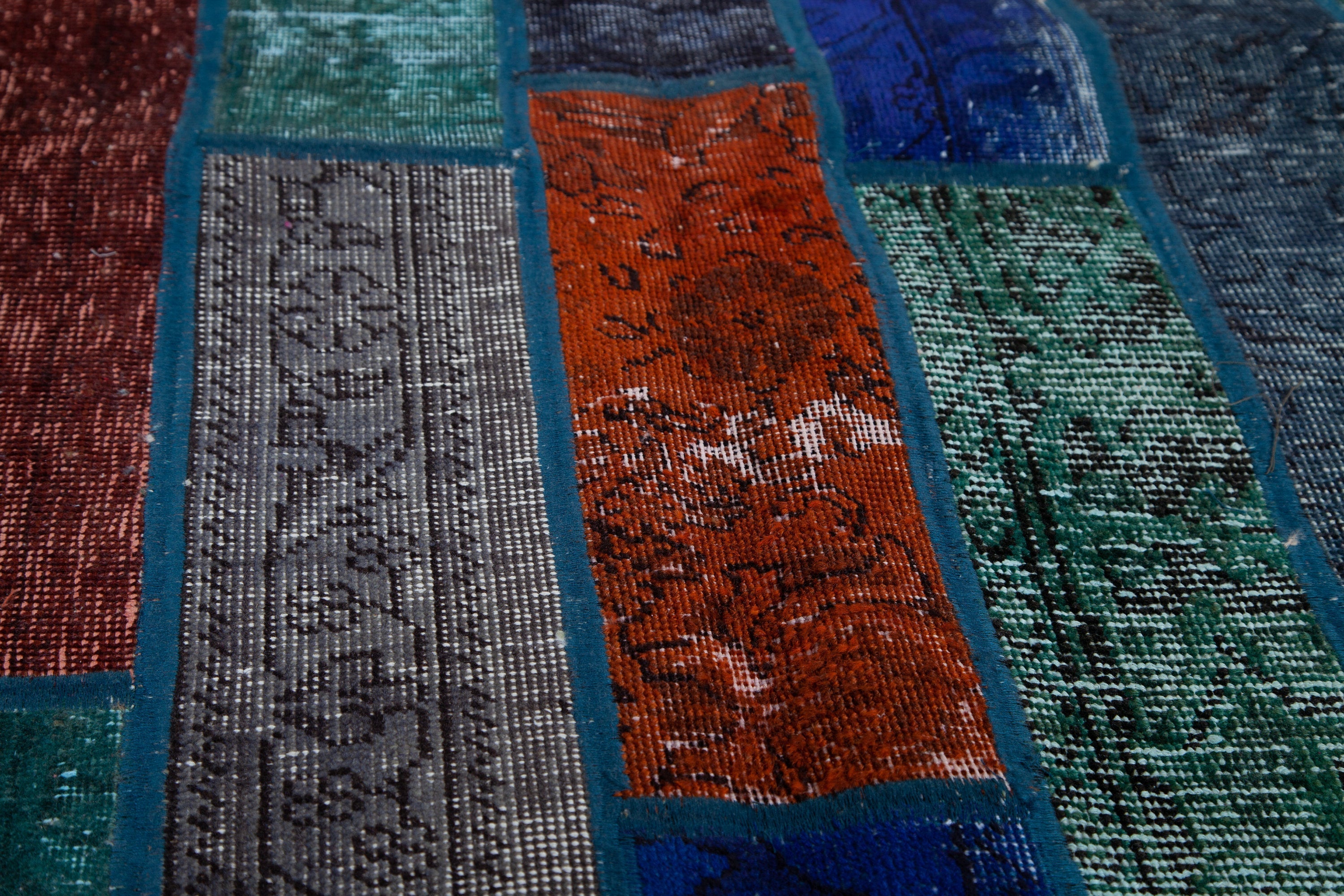 Handmade Overdyed Multi-Color Patchwork Vintage Rug – 6' 4" x 5' 7" (193 x 169 cm) - Yasi & Fara